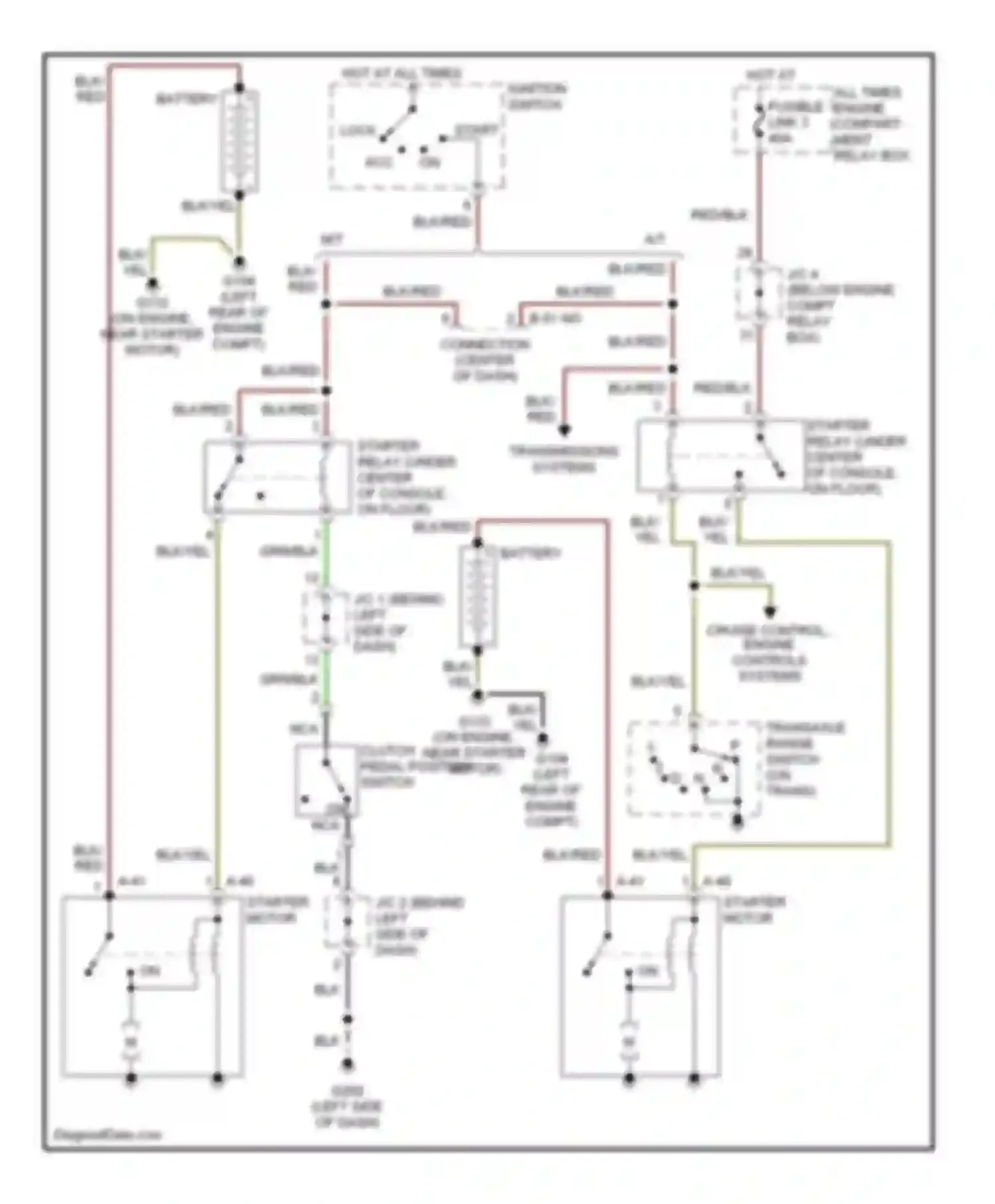 Avenger Dodge I (1994-2000): Starting circuit, without anti-theft