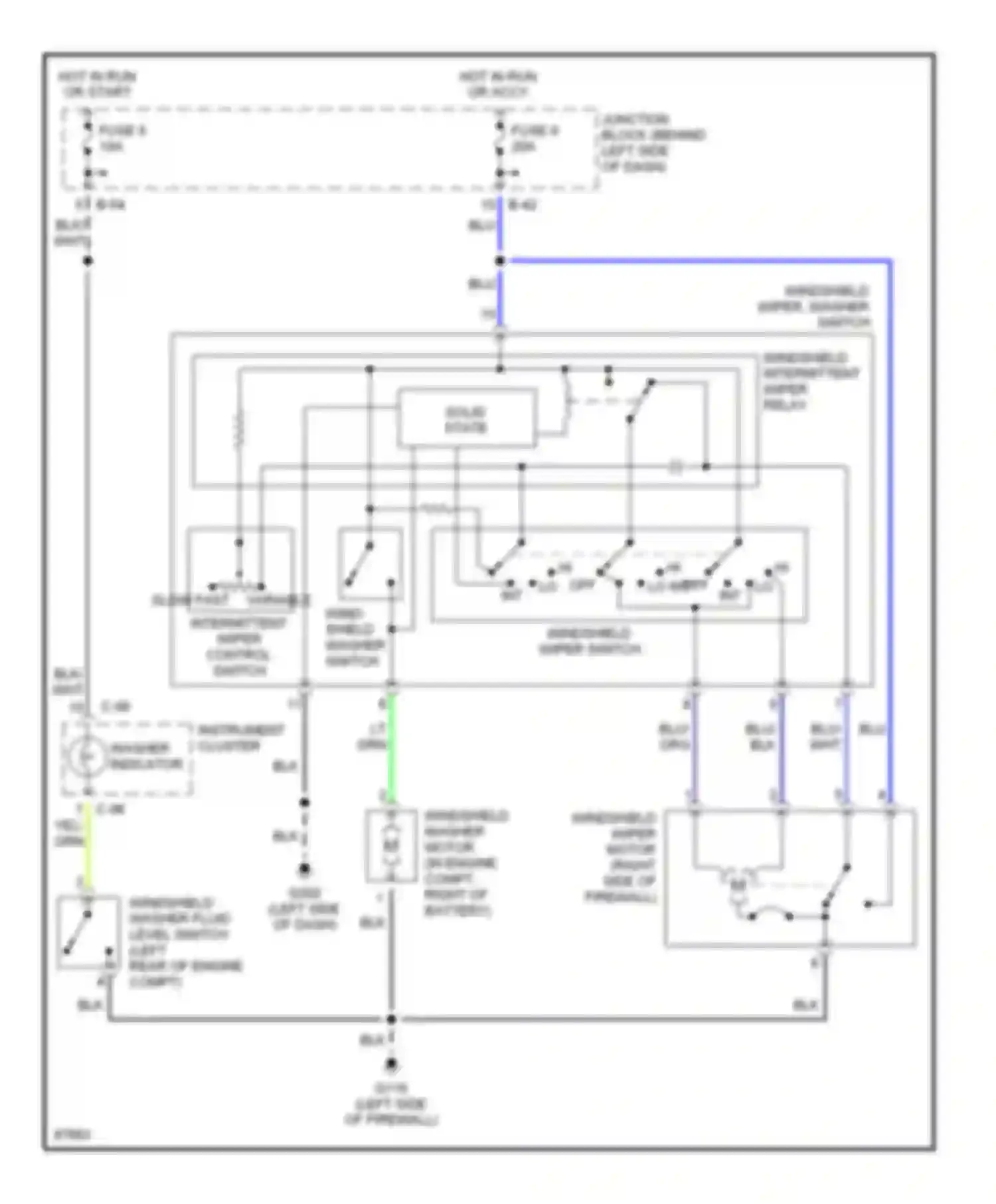Avenger Dodge I (1994-2000): Wiper/washer circuit