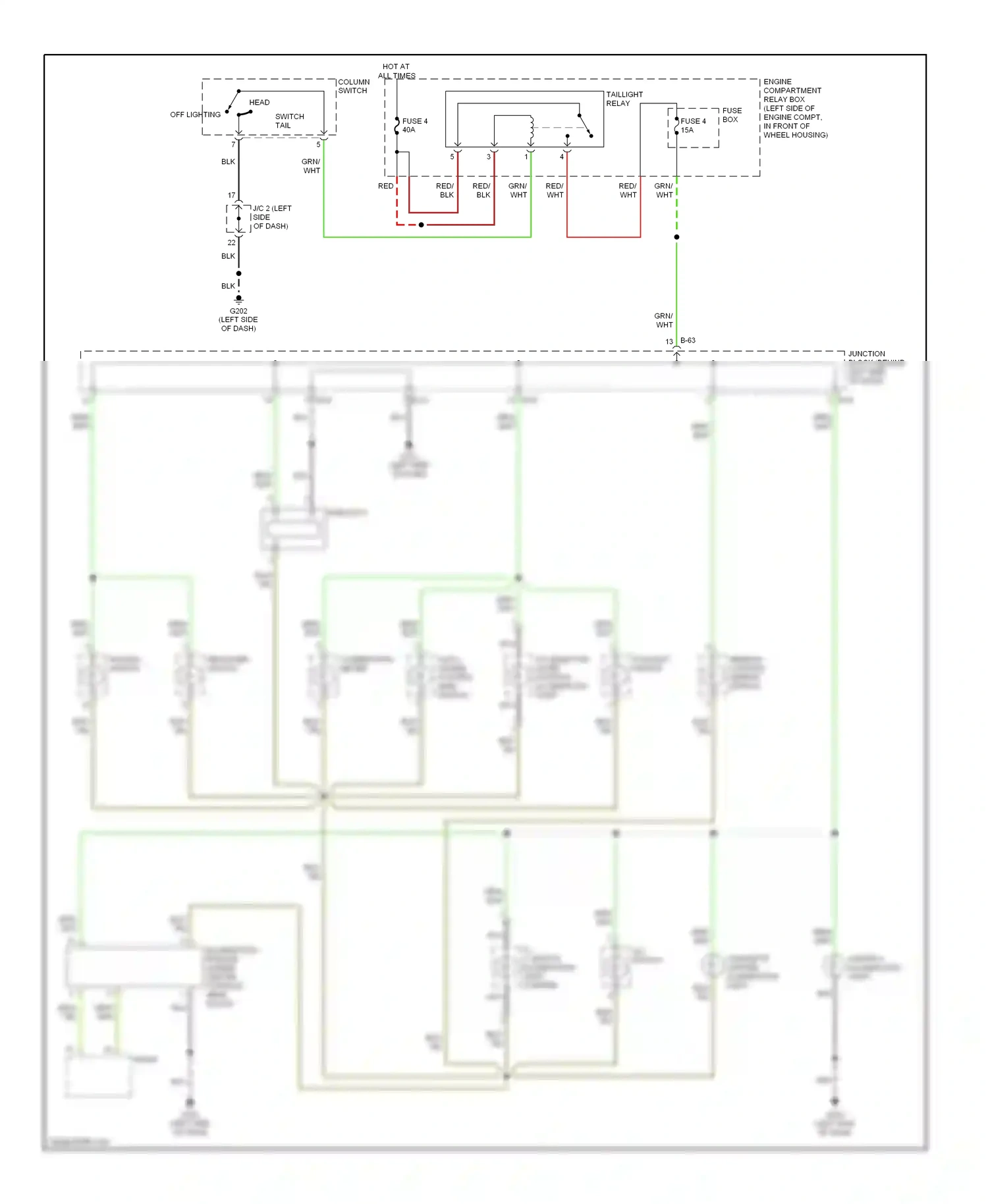 Dodge Avenger I (1994-2000) column switch wiring diagram  (1 of 2)