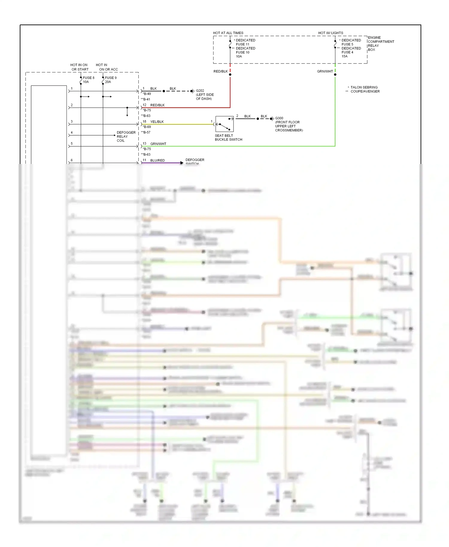 Dodge Avenger I (1994-2000) engine compartment relay box wiring diagram  (3 of 17)