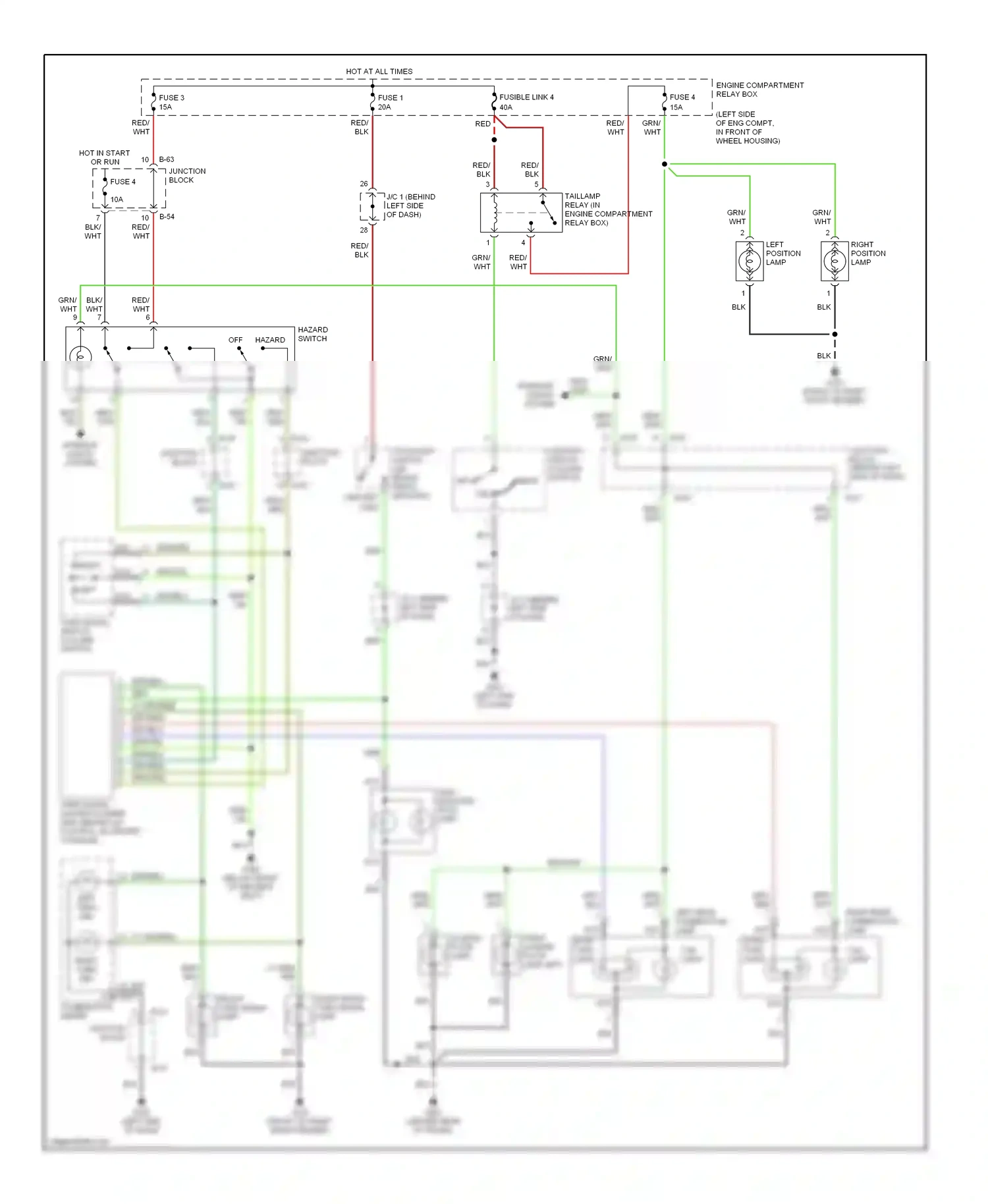 Dodge Avenger I (1994-2000) left position lamp wiring diagram  (1 of 2)