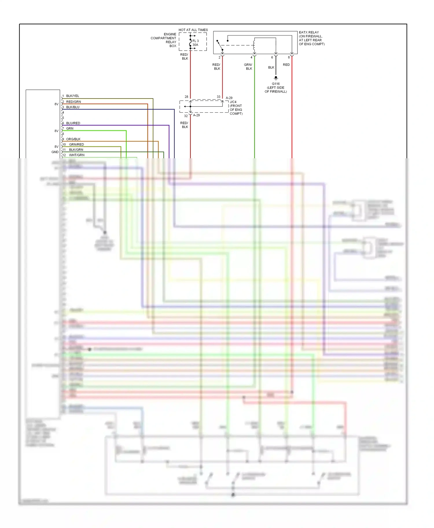 Dodge Avenger I (1994-2000) power source wiring diagram  (1 of 1)
