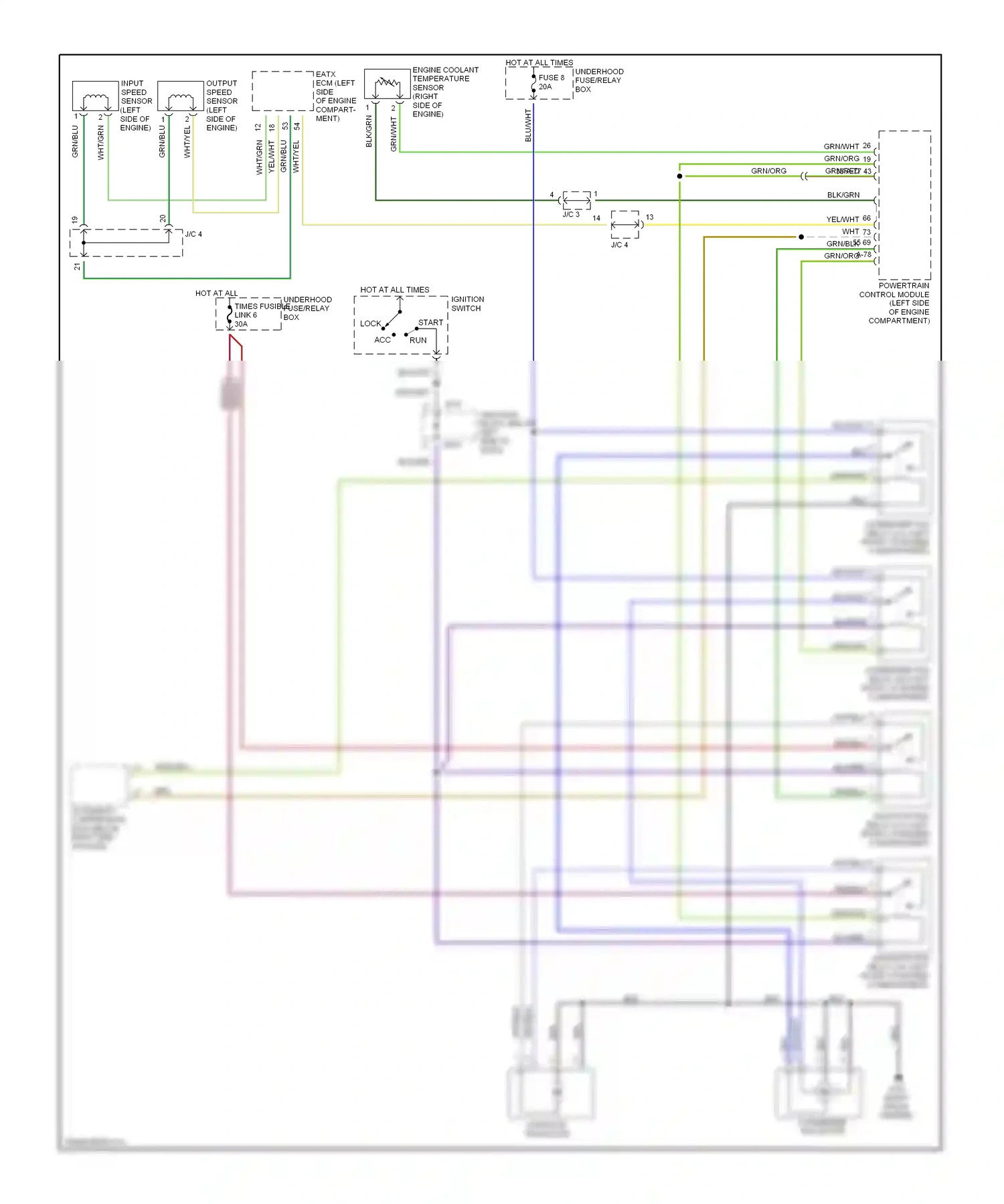Dodge Avenger I (1994-2000) powertrain control module (left side of engine compartment) wiring diagram  (3 of 6)