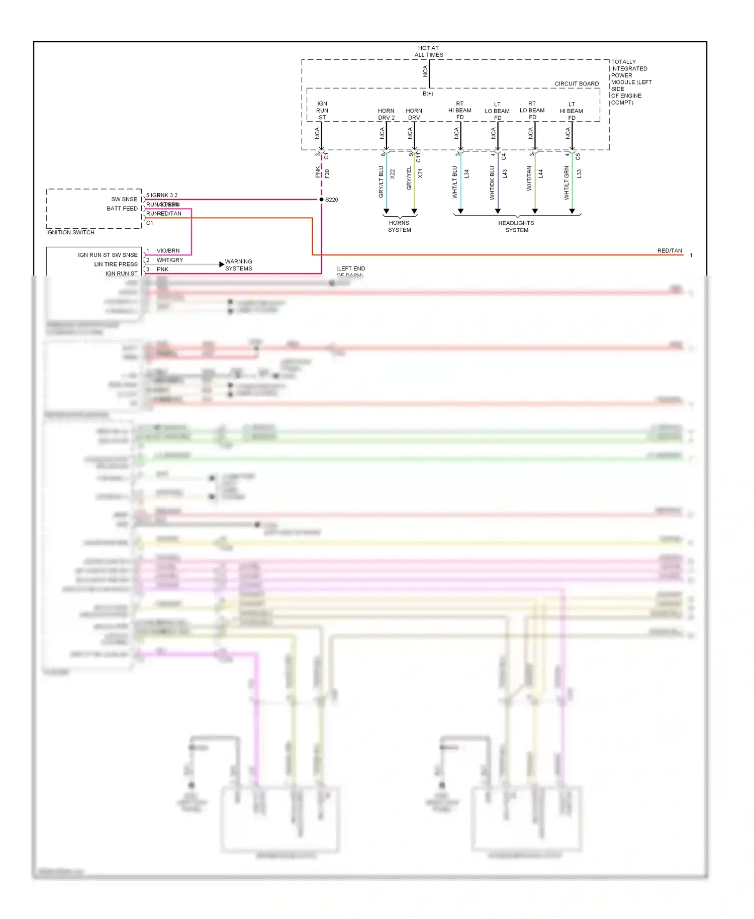Dodge Avenger II facelift (2011-2014) warning systems wiring diagram  (1 of 3)