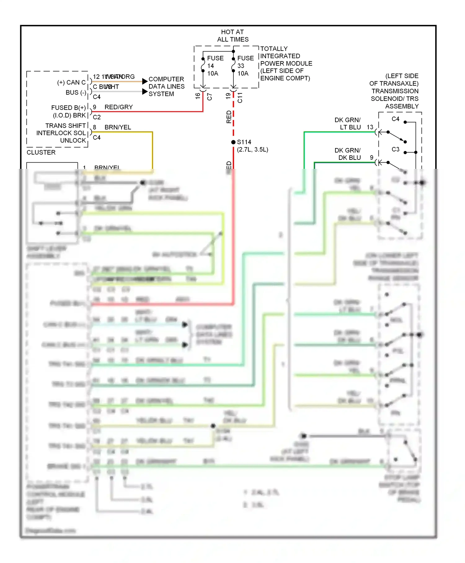Dodge Avenger II (2007-2010) cluster wiring diagram  (19 of 23)