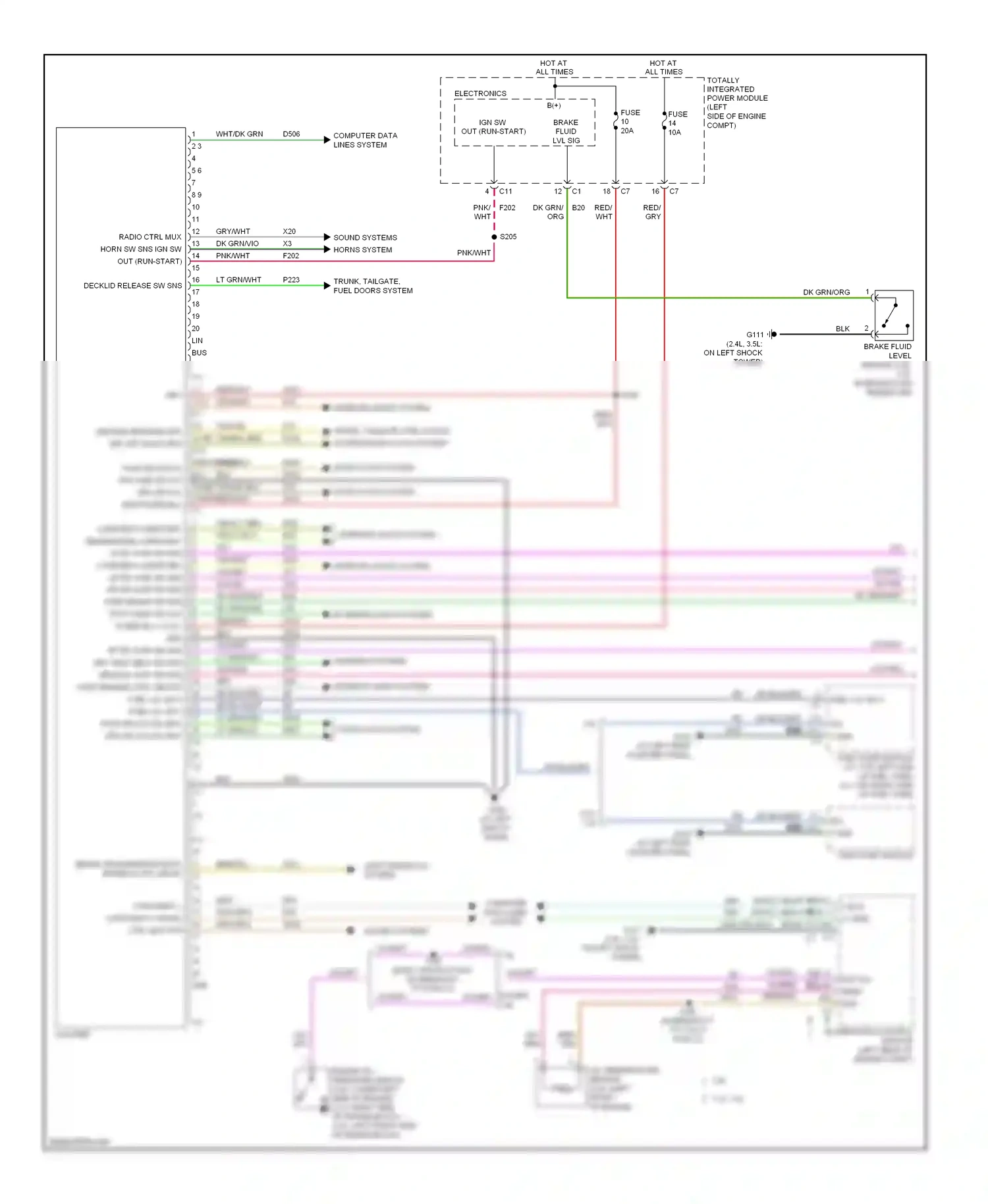 Dodge Avenger II (2007-2010) cluster wiring diagram  (8 of 23)
