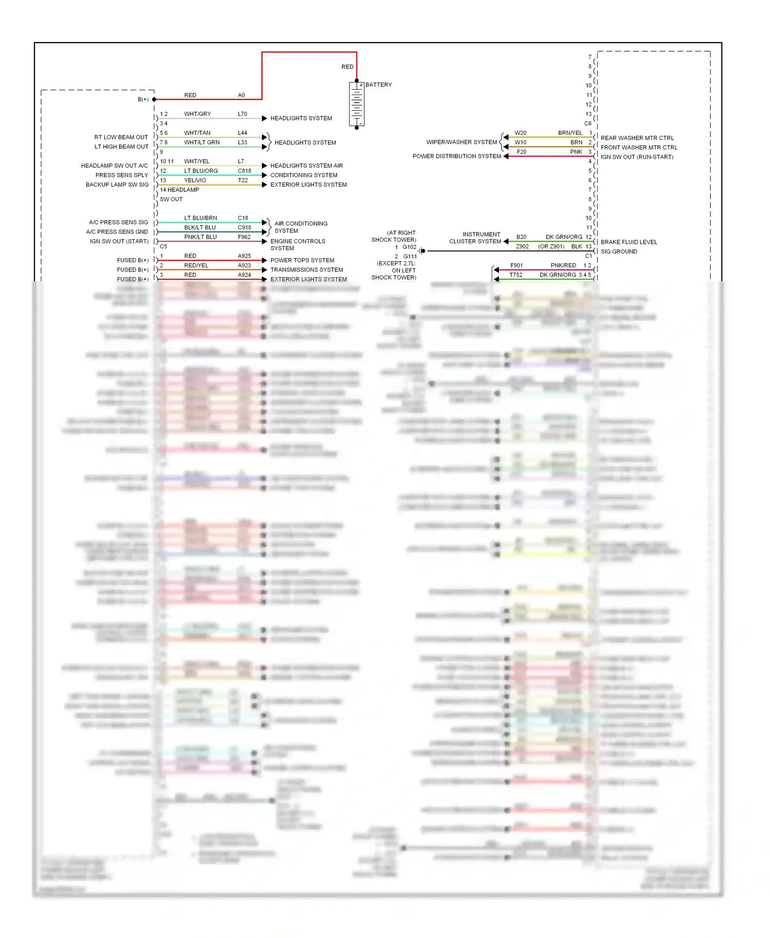 Dodge Avenger II (2007-2010) stop lamp ctrl out wiring diagram  (1 of 2)