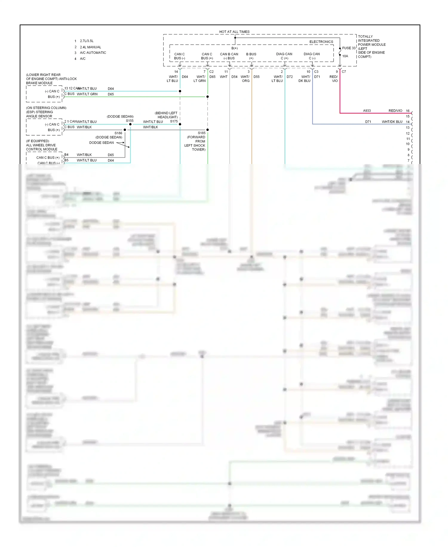 Dodge Avenger II (2007-2010) (w/ security) driver door module wiring diagram  (1 of 1)