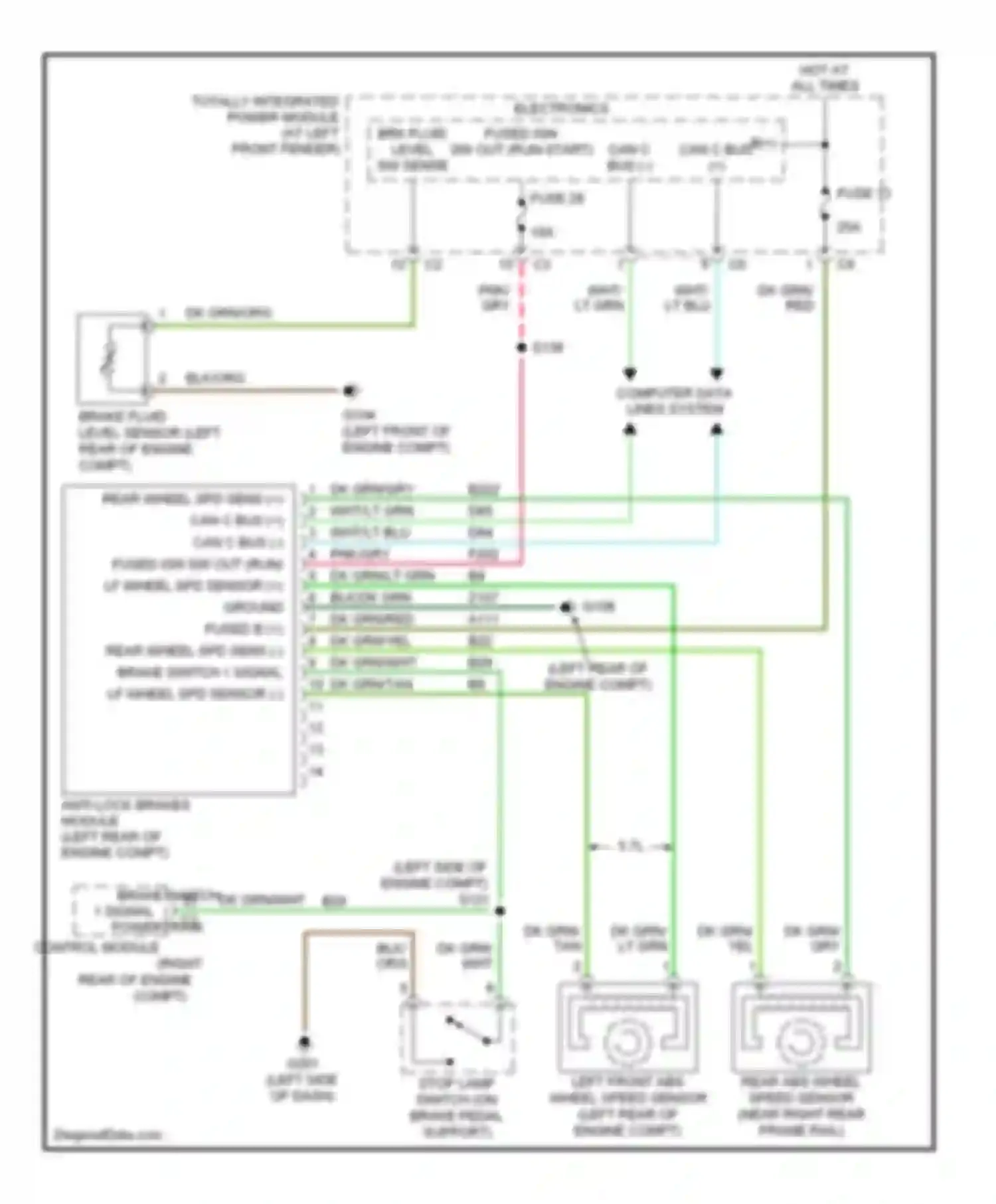 Cab & Chassis R2500 Dodge  (1996-2006): 5.7l, rear wheel abs circuit