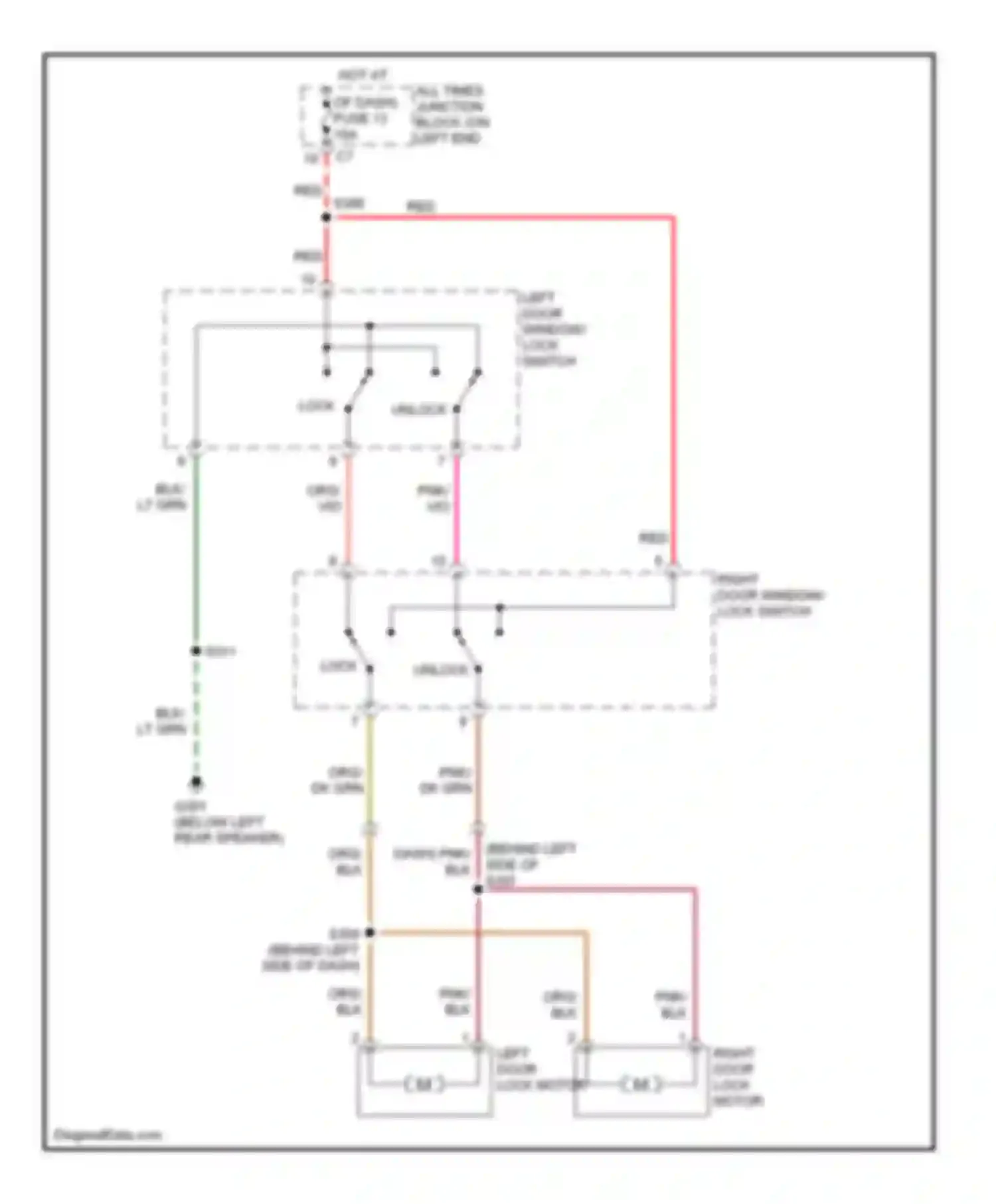 Cab & Chassis R2500 Dodge  (1996-2006): Power door lock circuit, without keyless entry