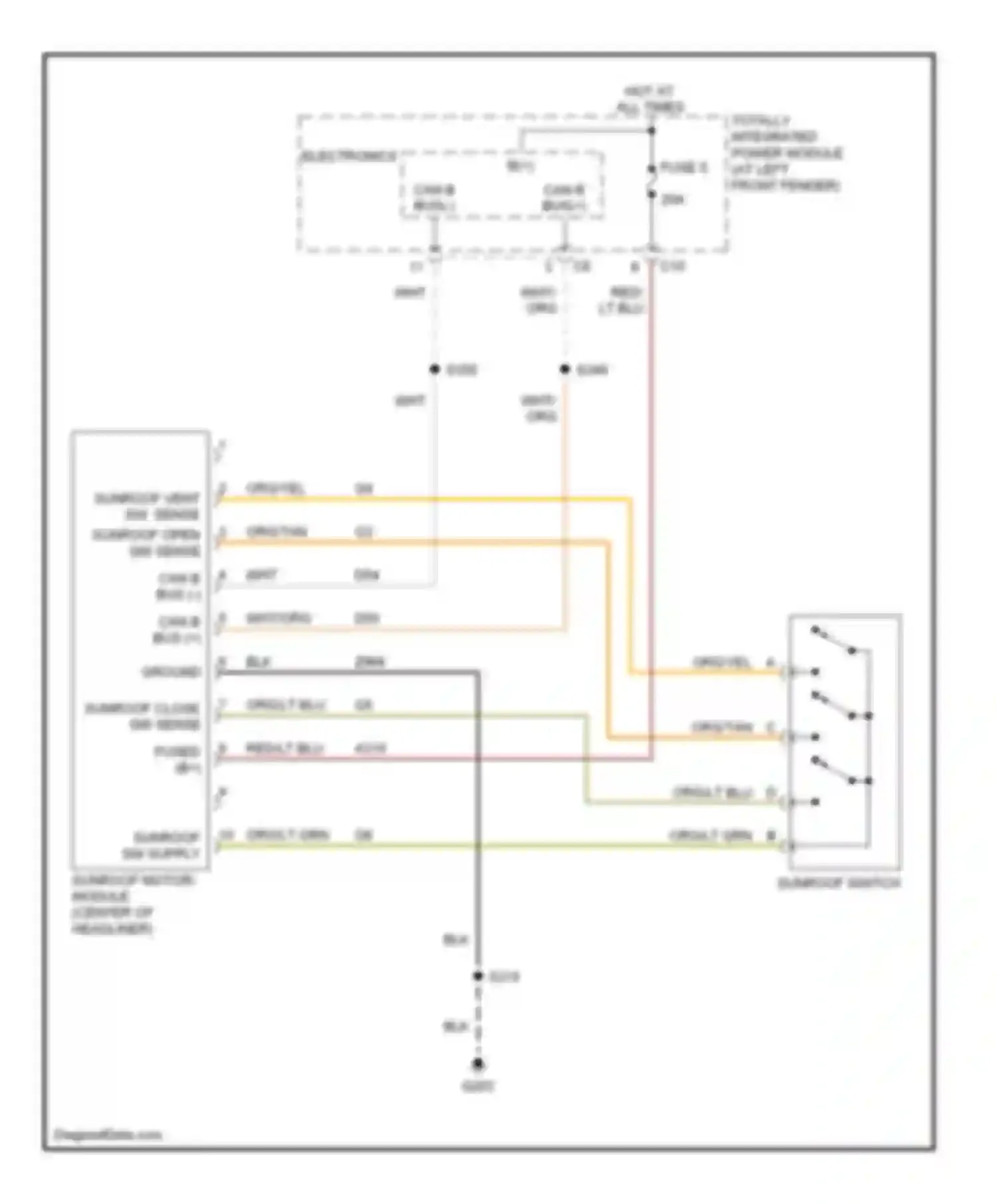Cab & Chassis R2500 Dodge  (1996-2006): Power top/sunroof circuit