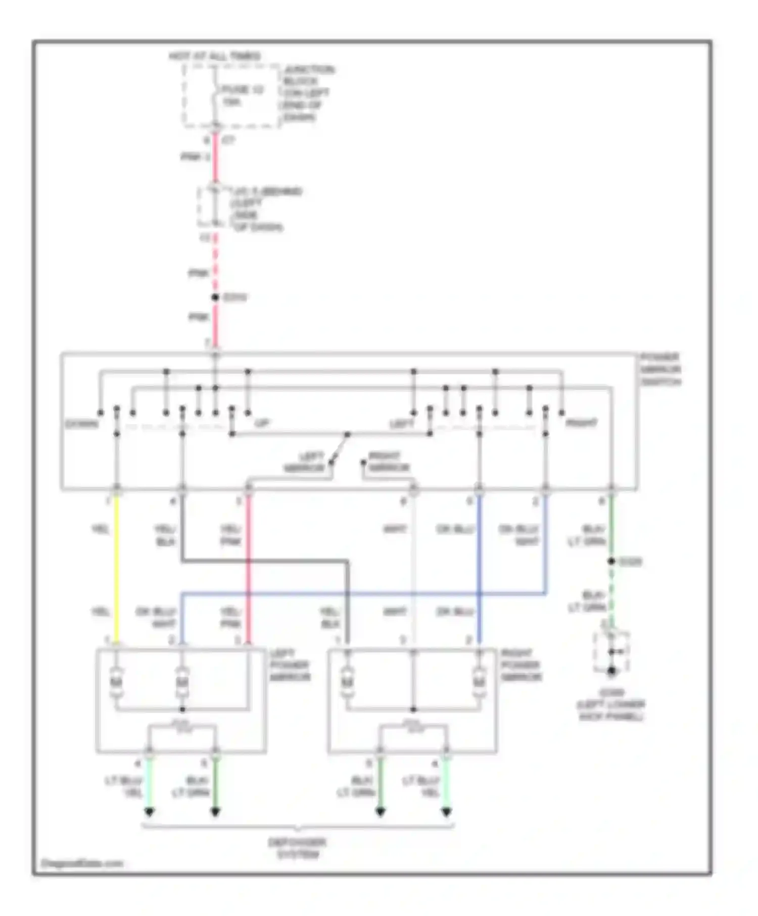 Cab & Chassis R3500 Dodge  (1996-2006): Power mirror circuit