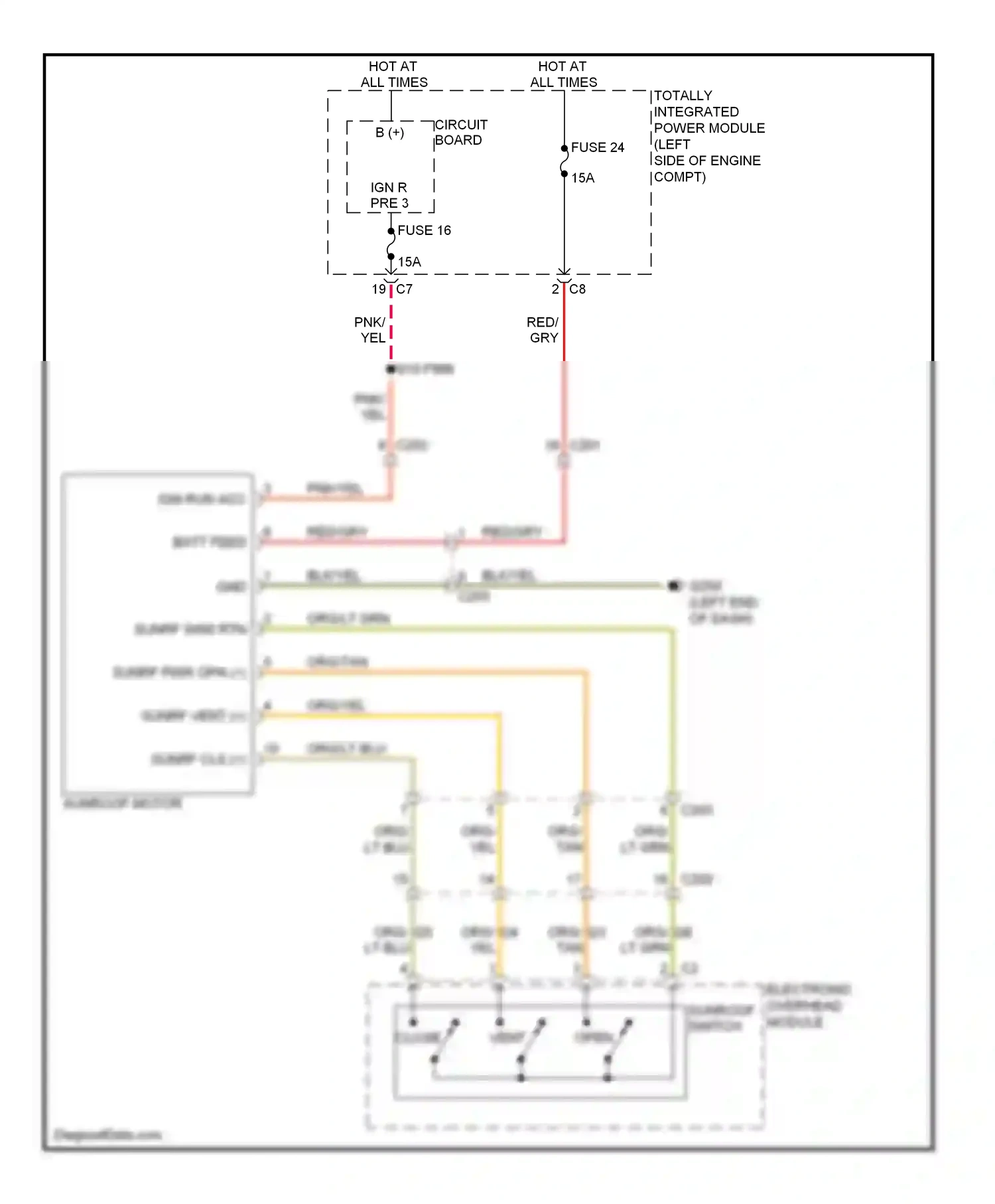 Dodge Caliber I facelift (2009-2013) electronic overhead module wiring diagram  (2 of 2)