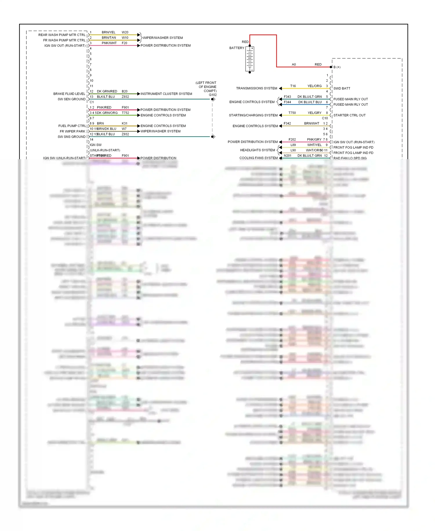 Dodge Caliber I facelift (2009-2013) engine controls system wiper/washer system wiring diagram  (1 of 1)