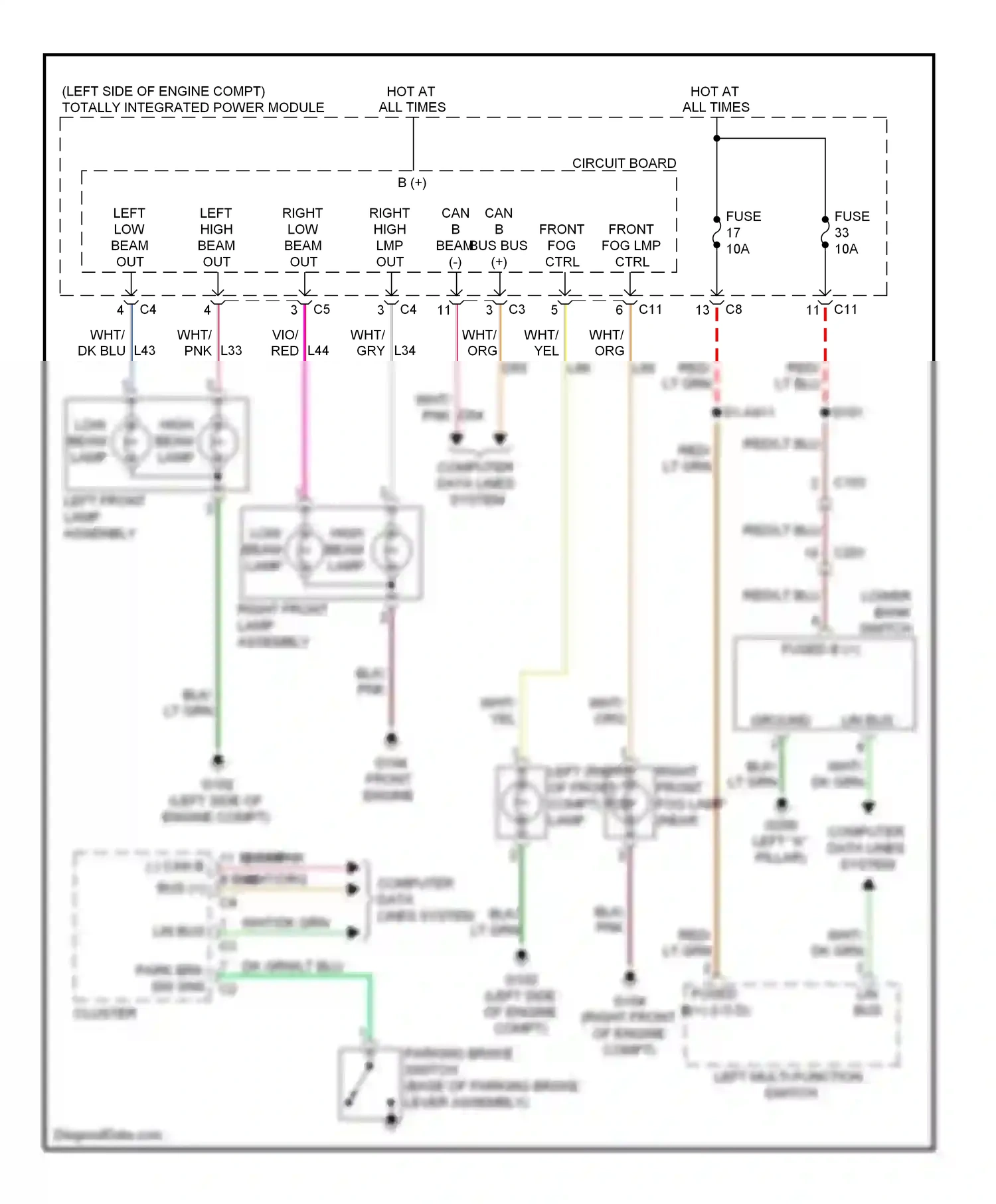 Dodge Caliber I facelift (2009-2013) left multi function switch wiring diagram  (5 of 7)