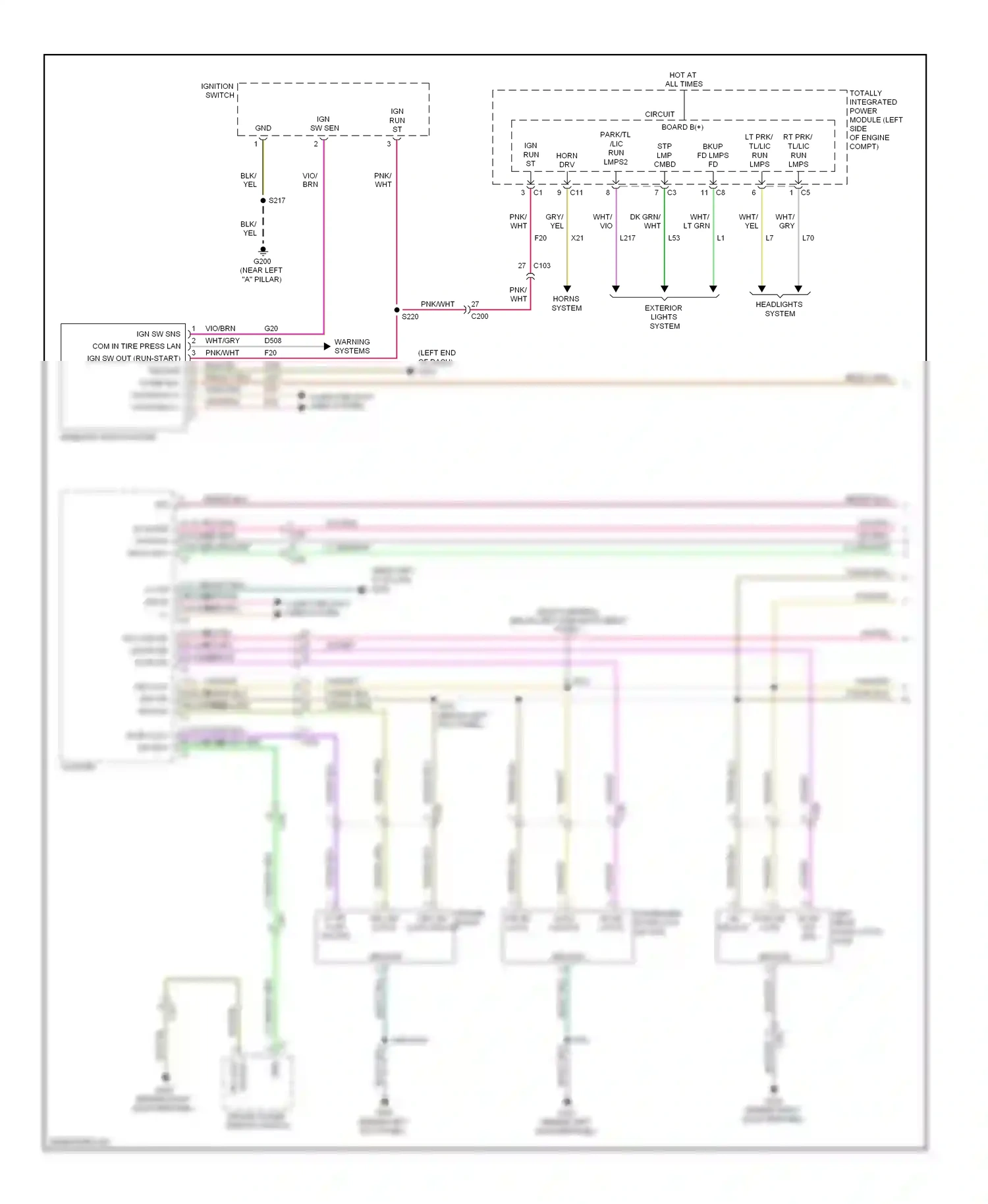 Dodge Caliber I facelift (2009-2013) warning systems wiring diagram  (1 of 5)