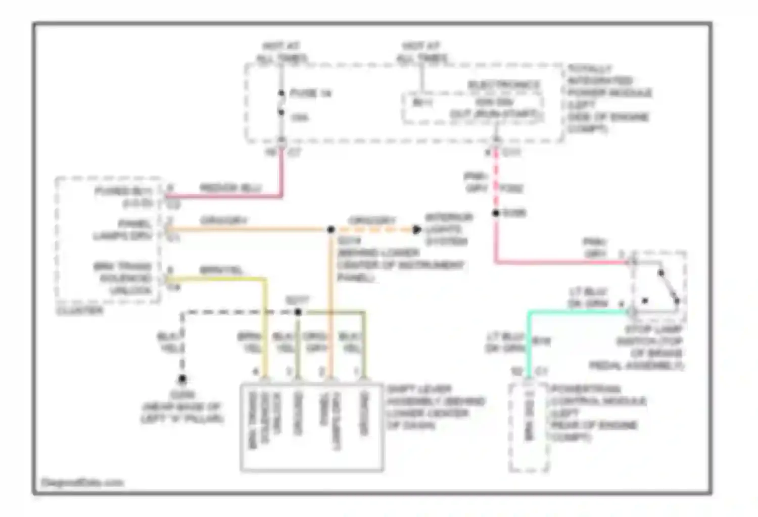 Caliber Dodge I (2006-2009): Shift interlock circuit, without autostick