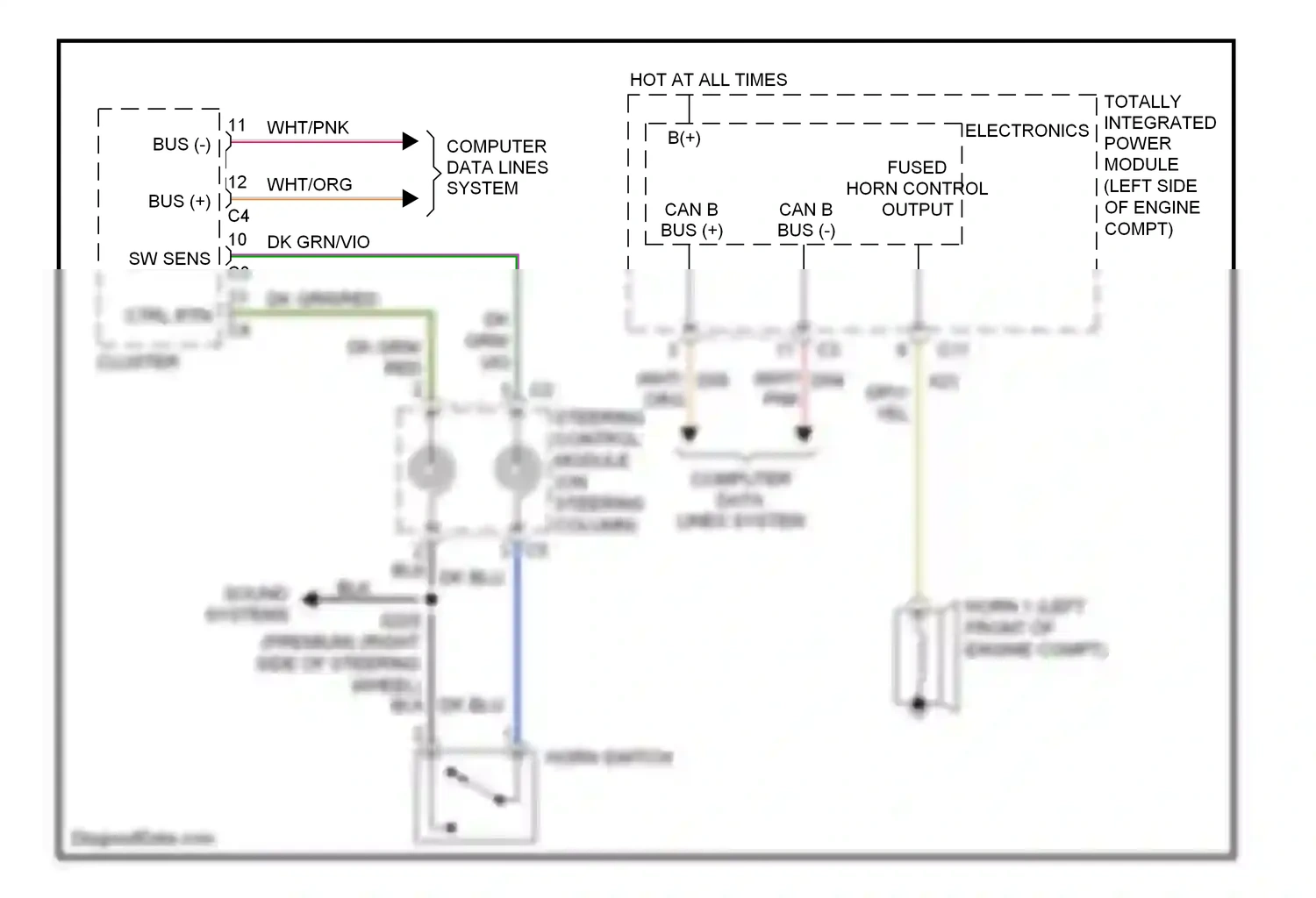 Dodge Caliber I (2006-2009) steering control module computer data lines system (on steering column) wiring diagram  (1 of 1)