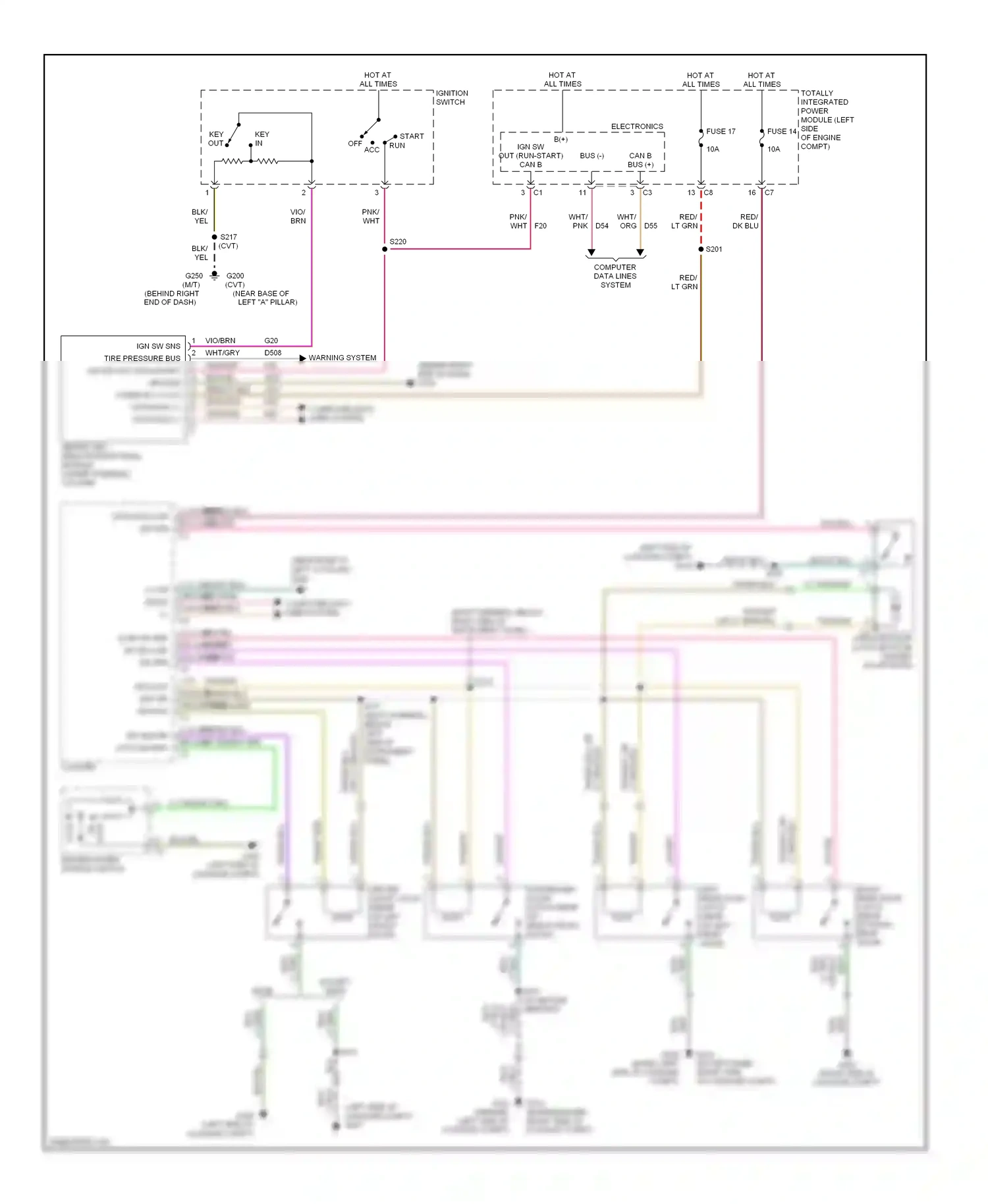 Dodge Caliber I (2006-2009) warning system wiring diagram  (1 of 2)