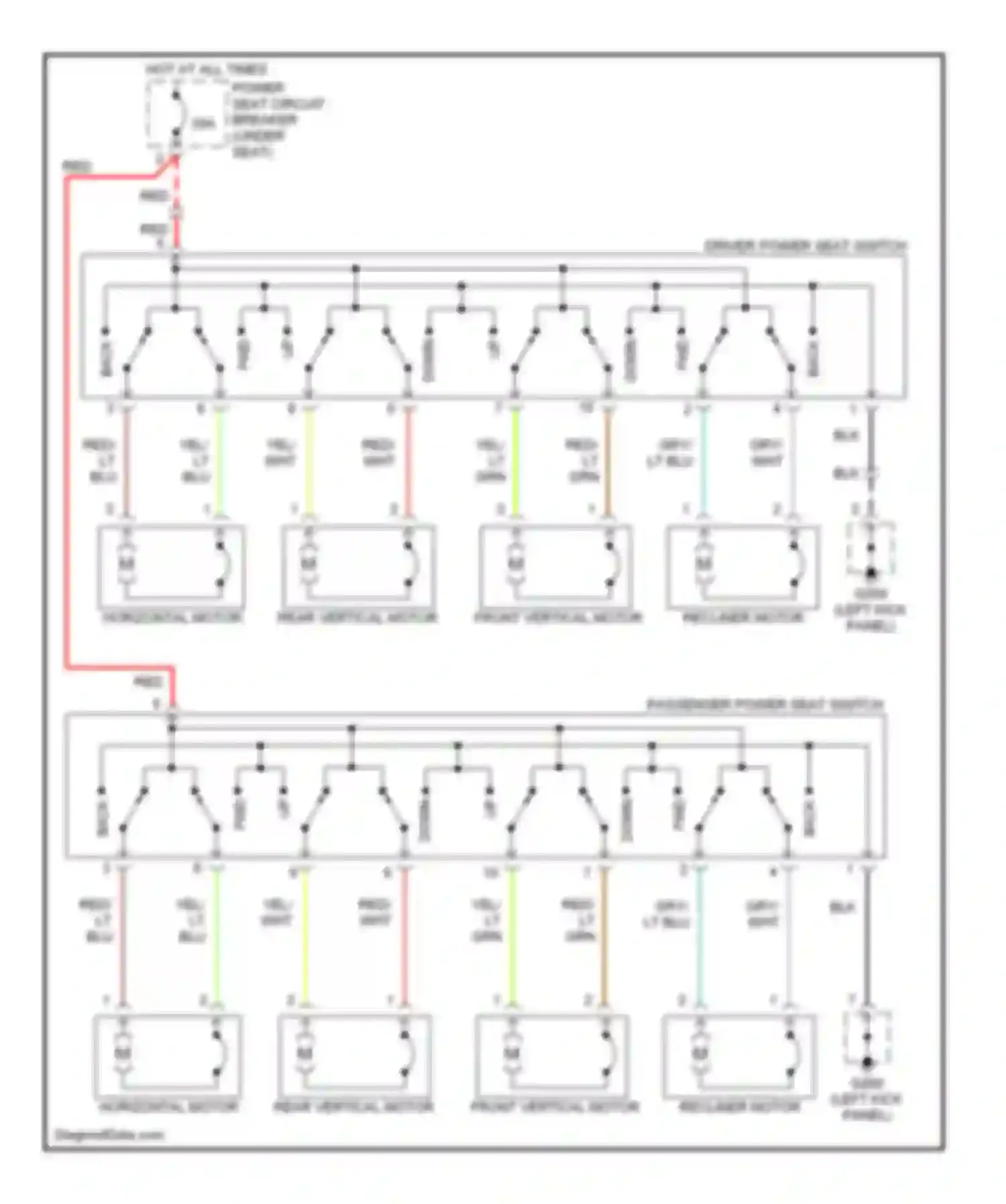 Caravan Dodge III (1995-2000): 6-way power seat circuit