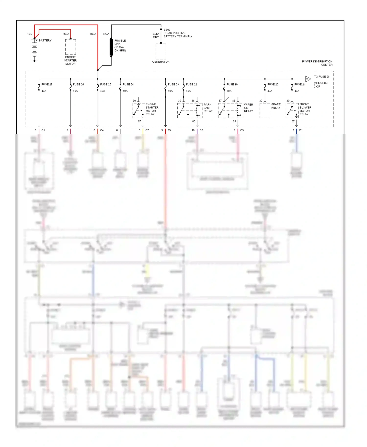 Dodge Caravan III (1995-2000) engine starter motor wiring diagram  (2 of 3)