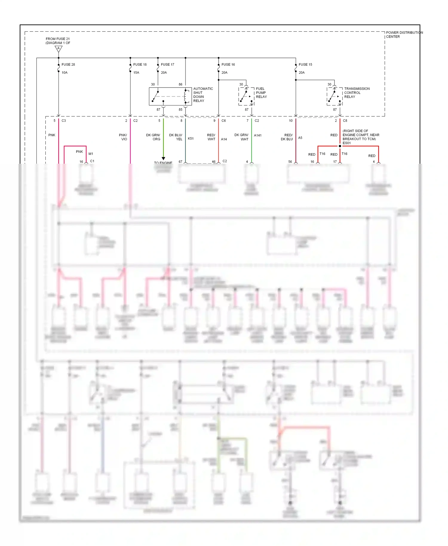 Dodge Caravan III (1995-2000) fuel pump module wiring diagram  (2 of 2)