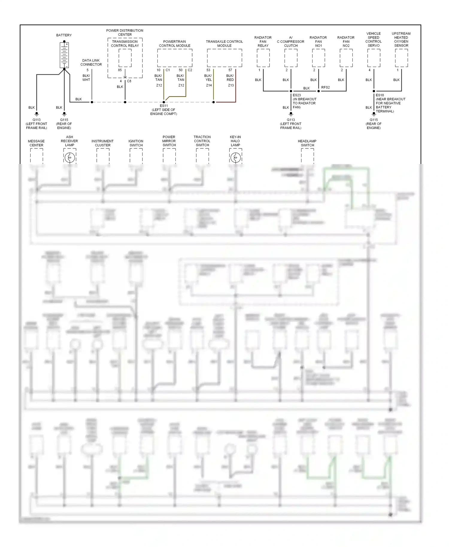 Dodge Caravan III (1995-2000) left power window switch wiring diagram  (1 of 4)