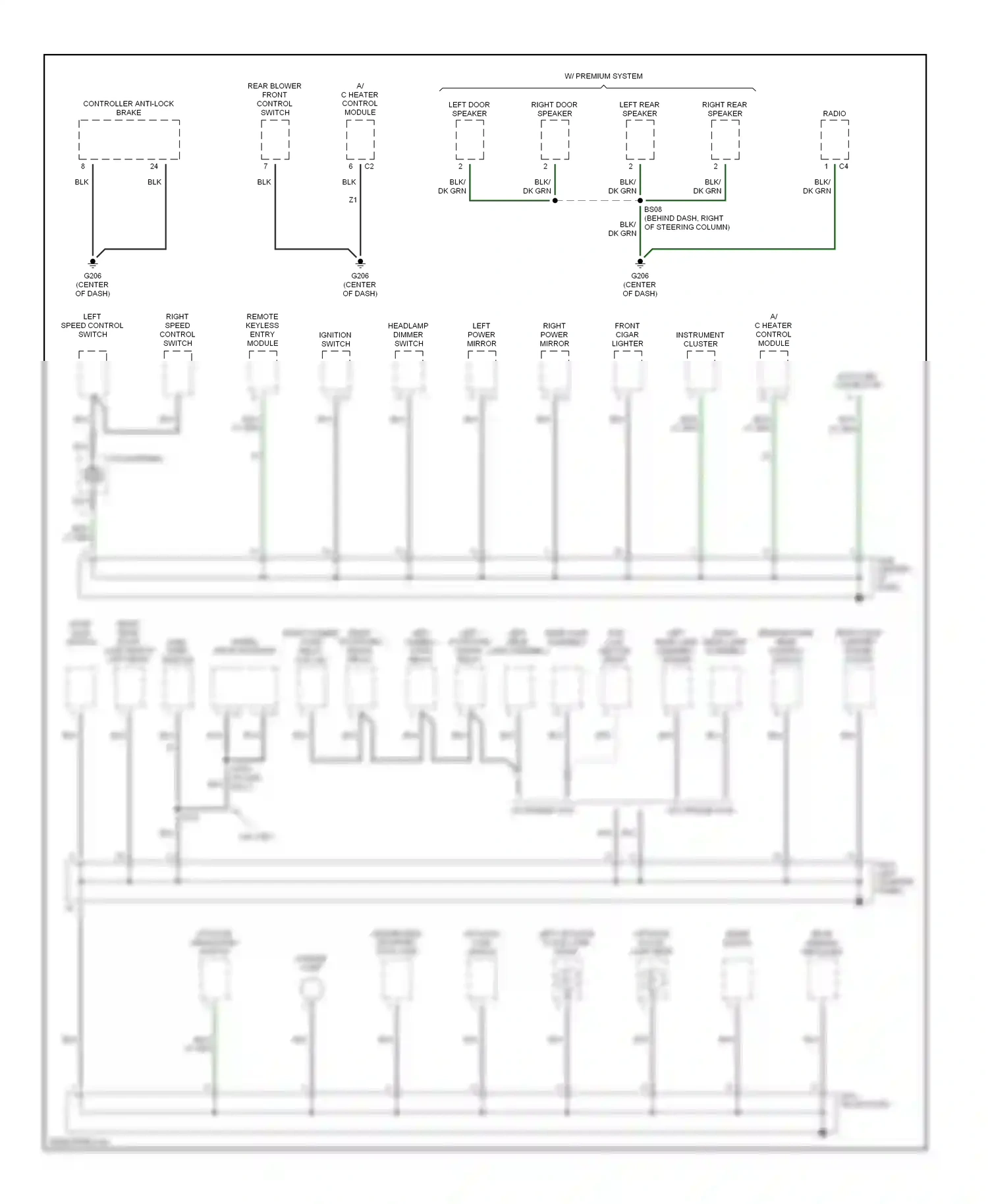 Dodge Caravan III (1995-2000) right speed control switch wiring diagram  (2 of 2)