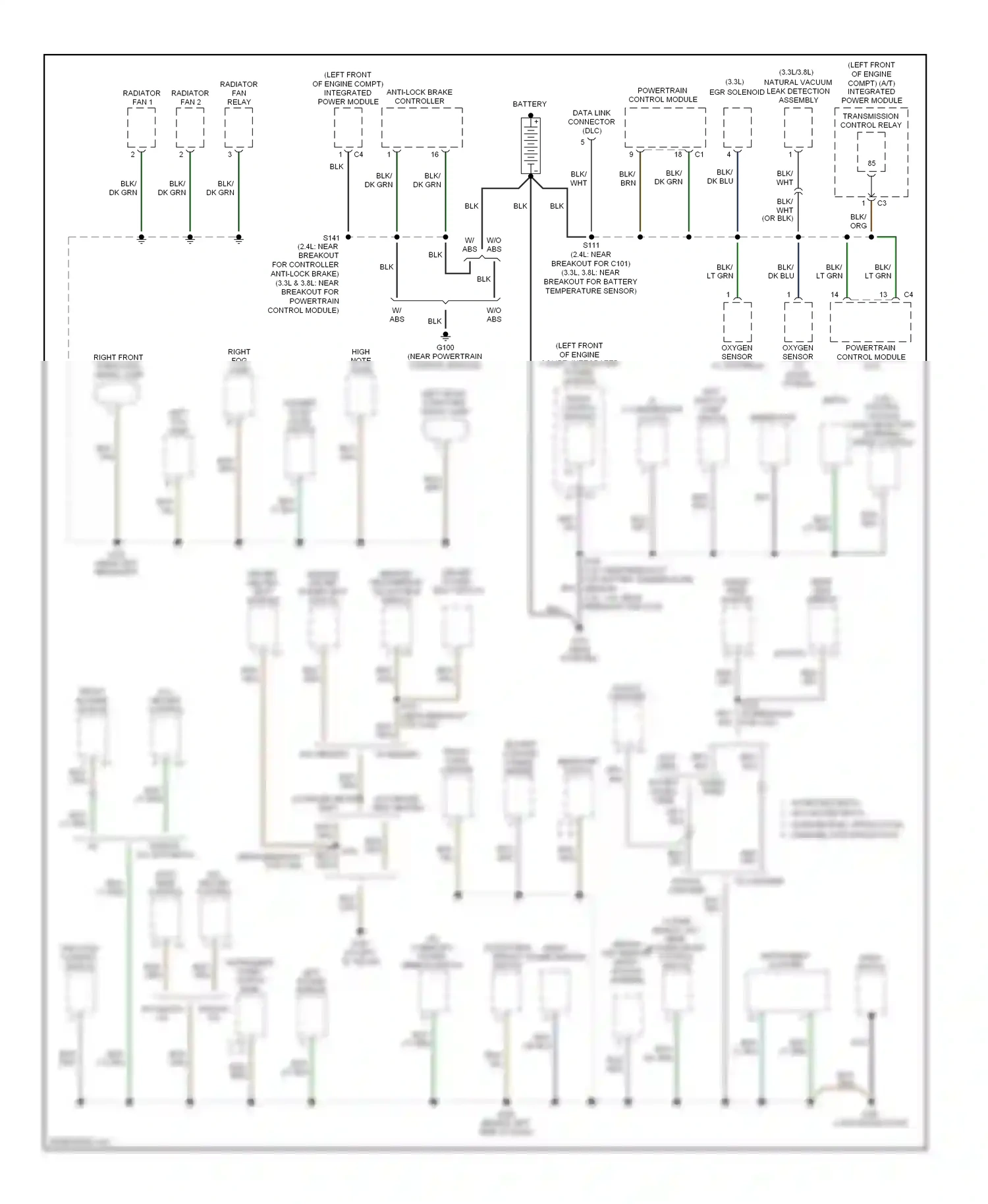 Dodge Caravan IV (2000-2007) data link connector (dlc) wiring diagram  (1 of 2)