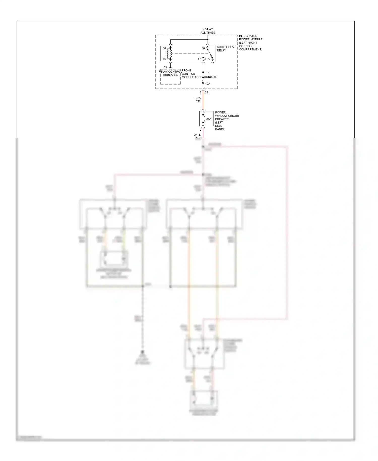Dodge Caravan IV (2000-2007) front control module accessory relay control (run-acc) wiring diagram  (1 of 2)