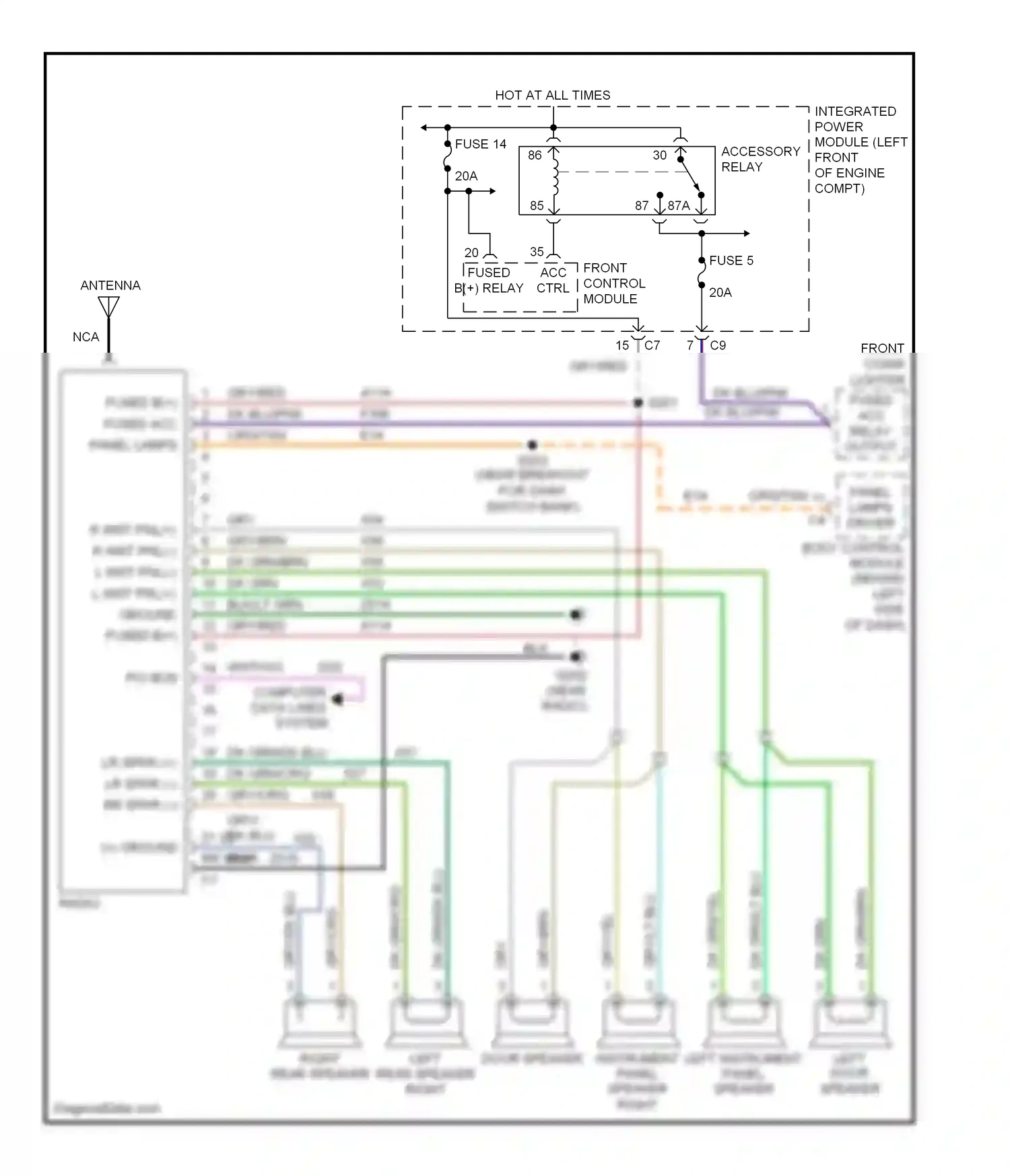 Dodge Caravan IV (2000-2007) front control module fused b(+) relay ctrl wiring diagram  (1 of 1)