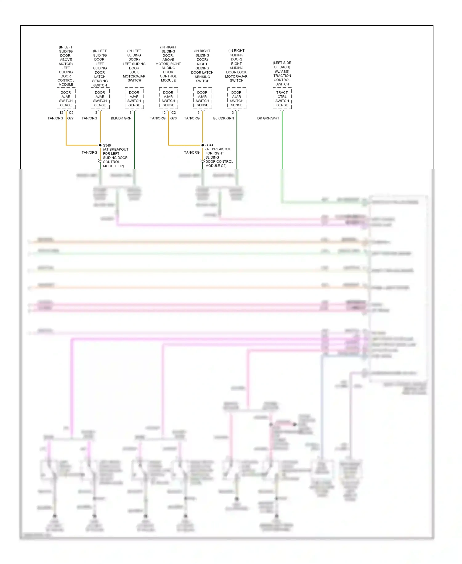 Dodge Caravan IV (2000-2007) high beam/ washer sw mux multi- function switch (left side of dash) wiring diagram  (1 of 1)