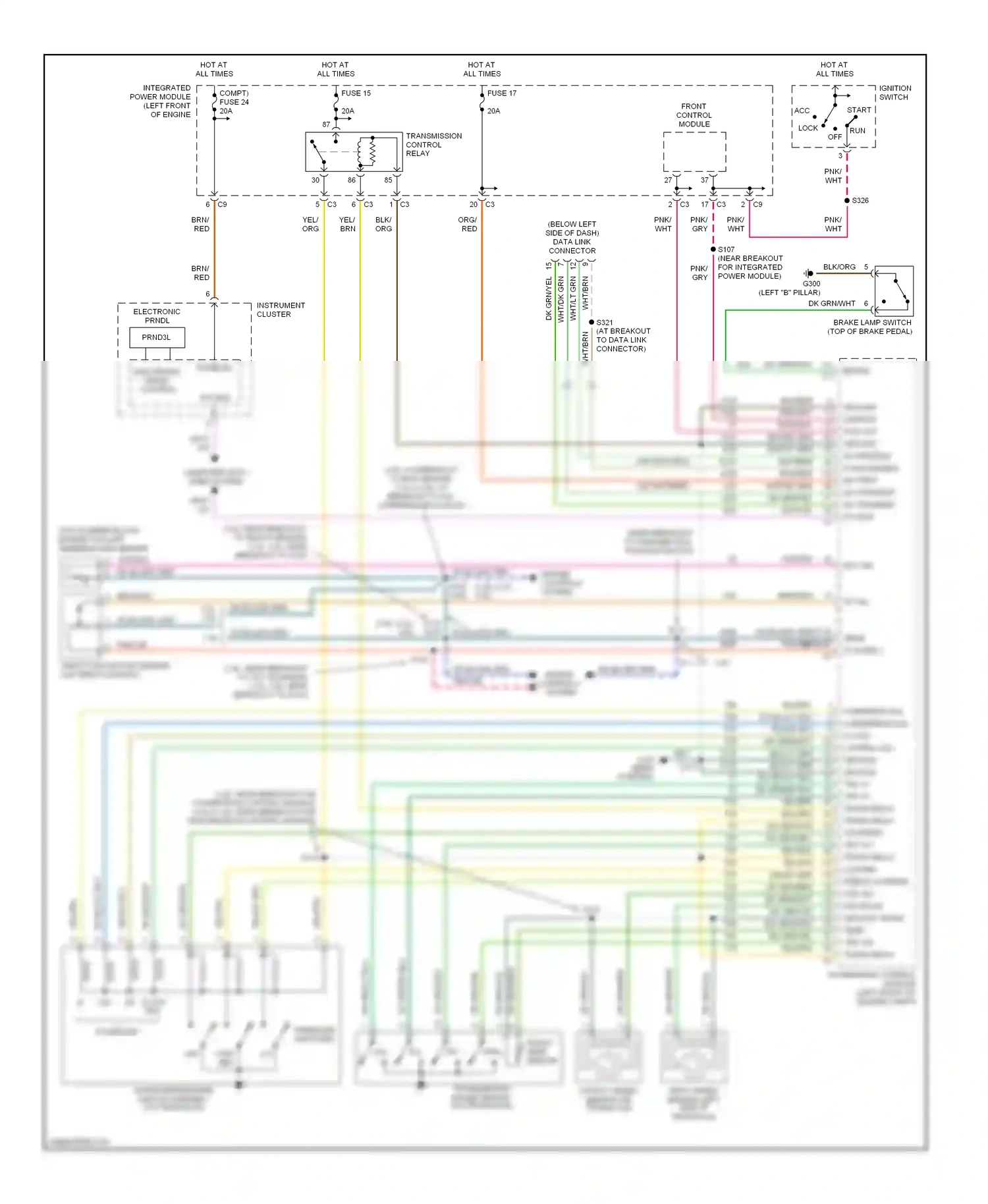 Dodge Caravan IV (2000-2007) powertrain control module (left front of engine compt) wiring diagram  (1 of 9)