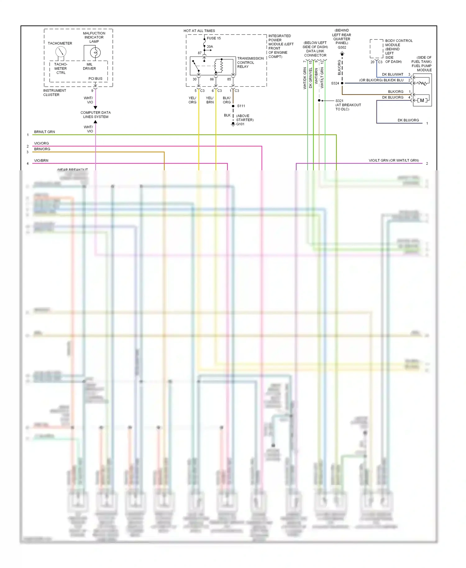 Dodge Caravan IV (2000-2007) tachometer wiring diagram  (3 of 5)