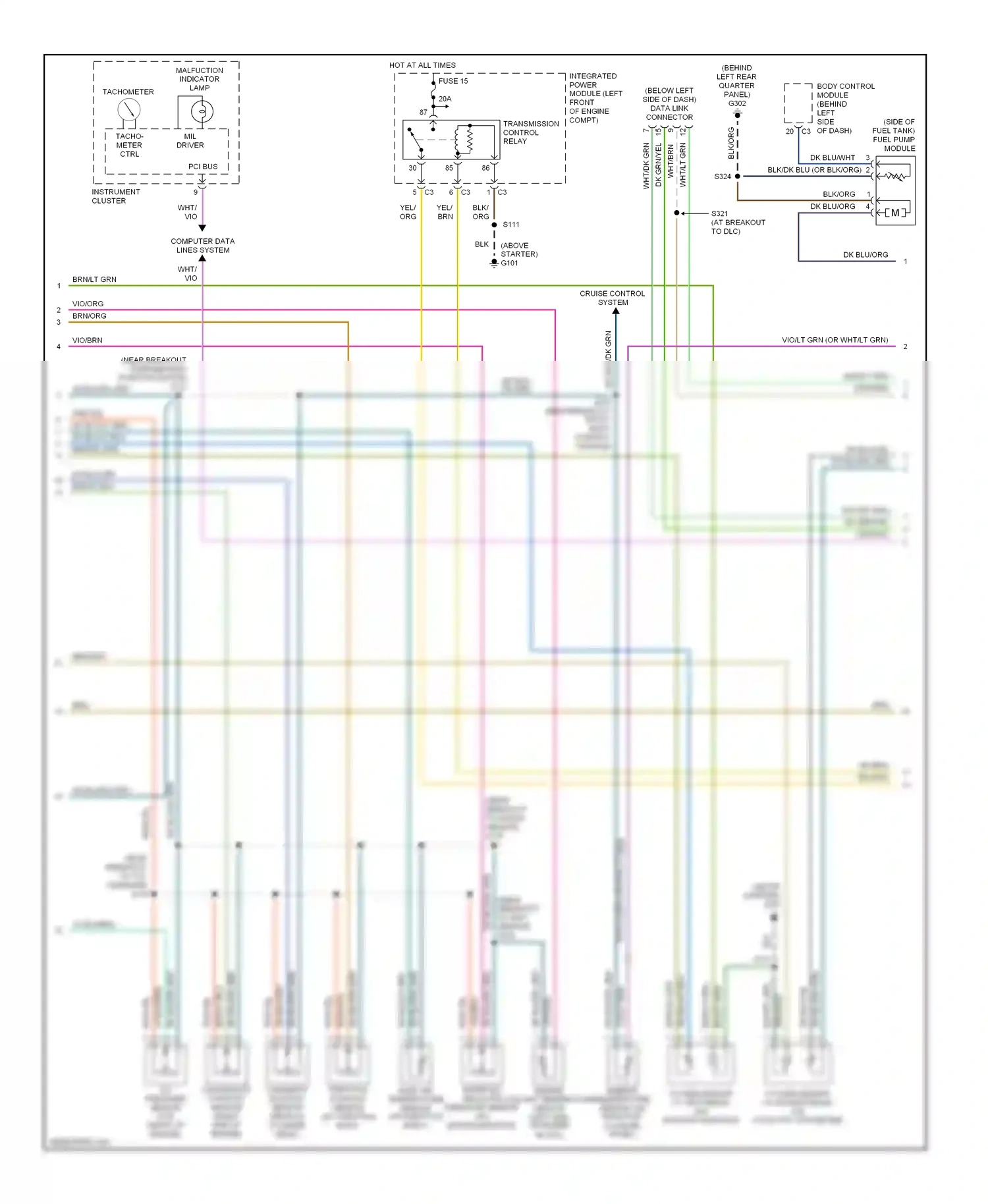 Dodge Caravan IV (2000-2007) tachometer wiring diagram  (2 of 5)