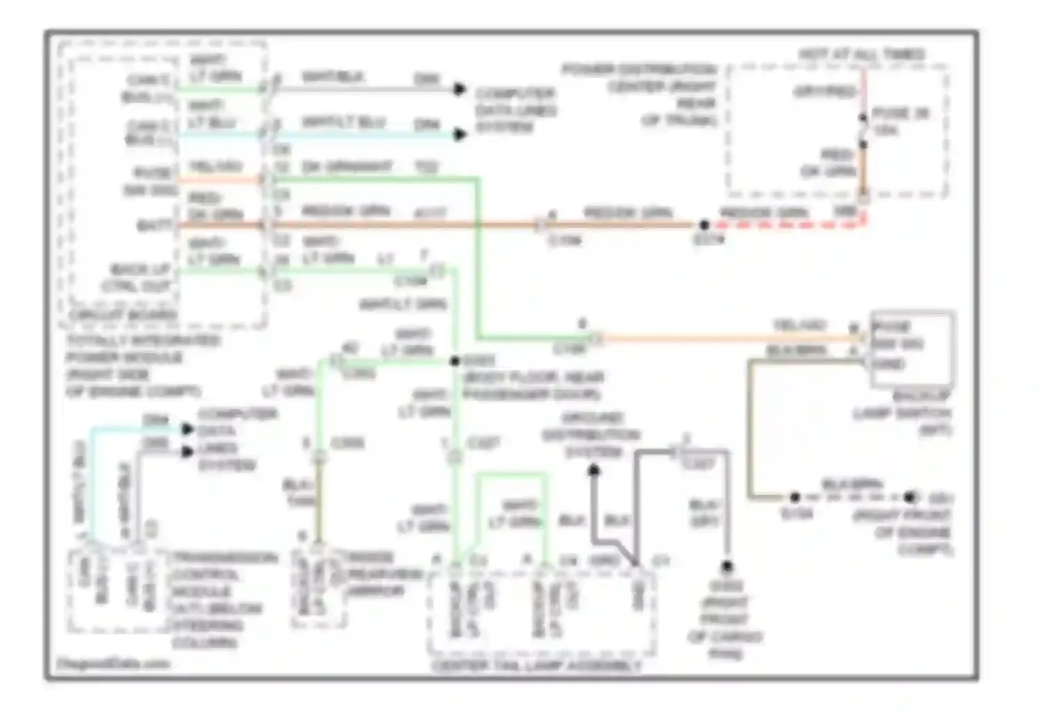 Challenger Dodge III facelift (2010-2014): Backup lamps circuit