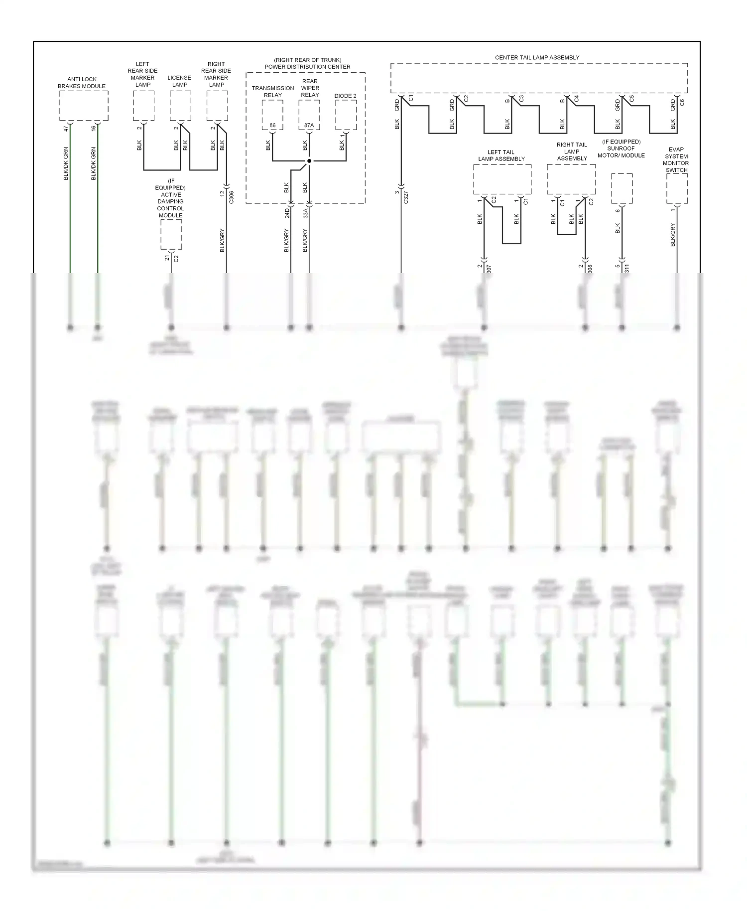 Dodge Challenger III facelift (2010-2014) electronic overhead module wiring diagram  (1 of 2)