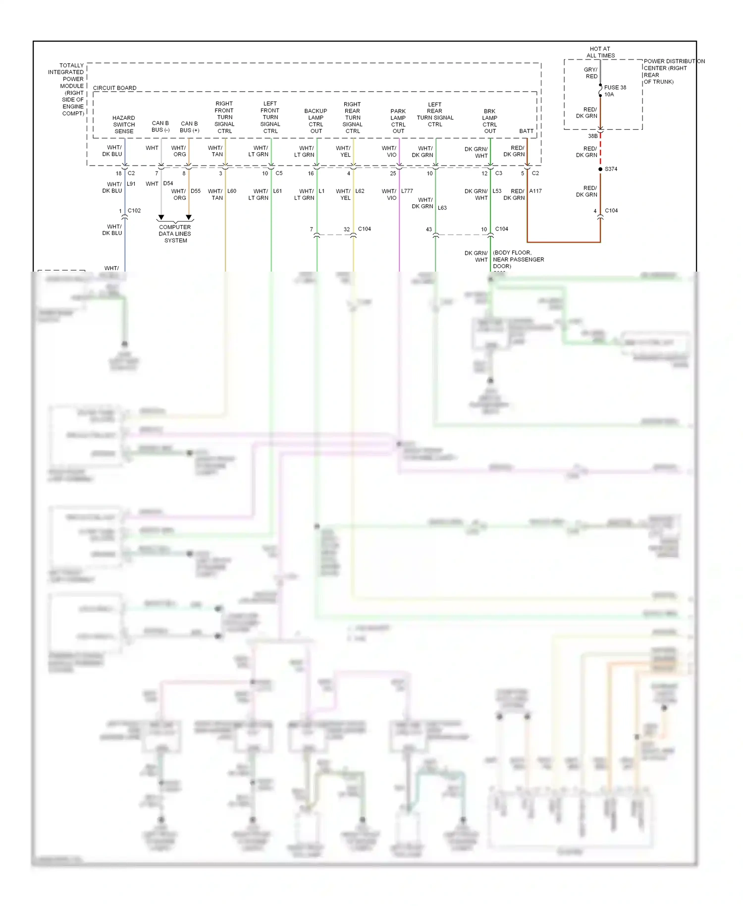 Dodge Challenger III facelift (2010-2014) panel) wiring diagram  (1 of 2)