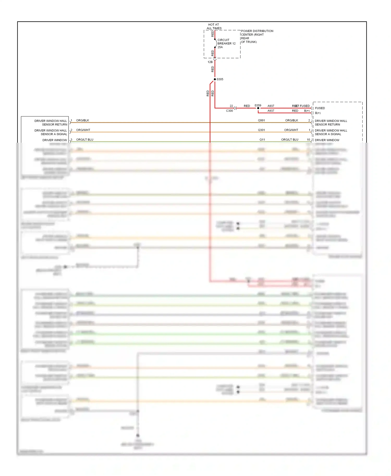 Dodge Challenger III facelift (2010-2014) passenger window switch return wiring diagram  (1 of 1)