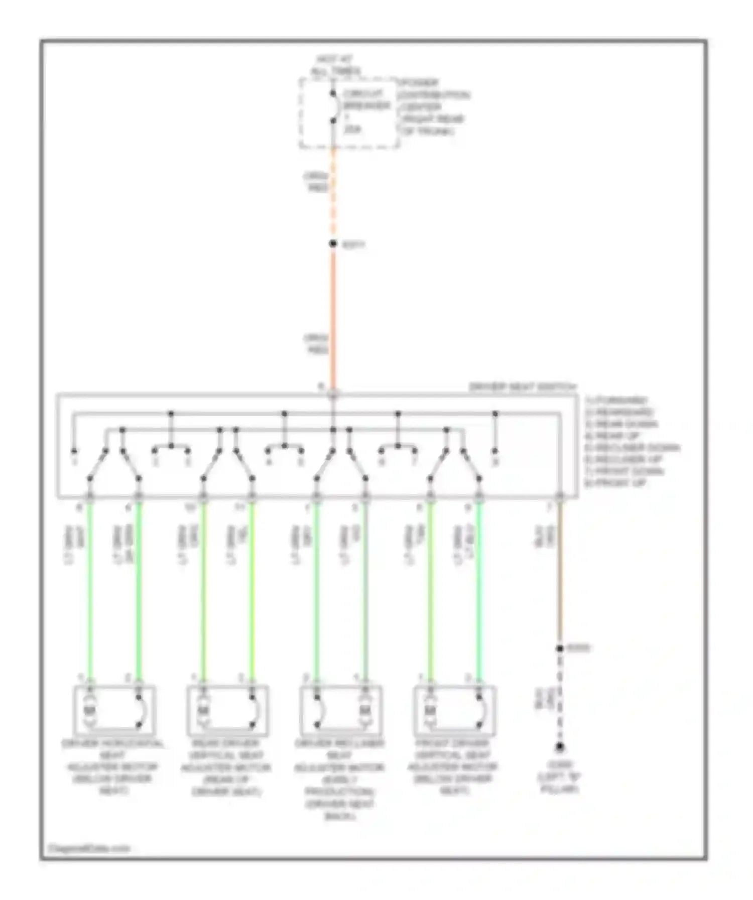 Challenger Dodge III (2008-2010): Driver power seat circuit