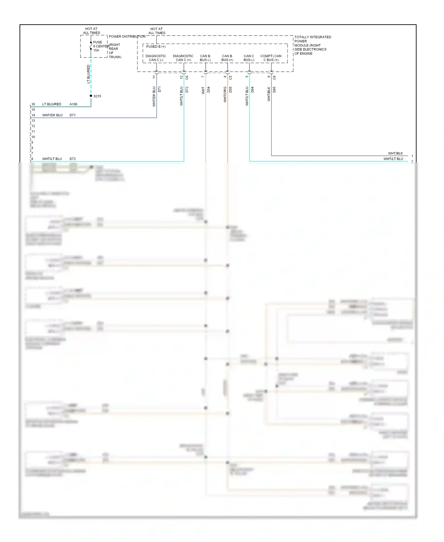 Dodge Challenger III (2008-2010) electronic overhead module (overhead console) wiring diagram  (1 of 2)