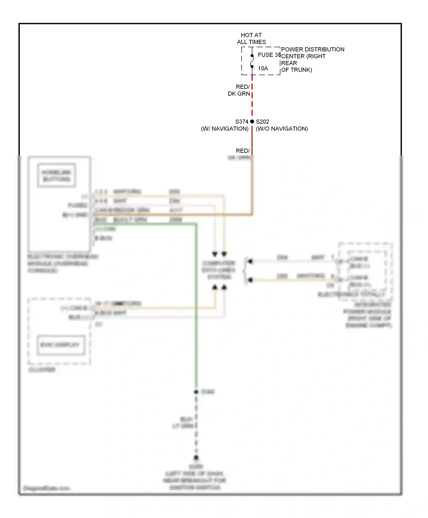 Dodge Challenger III (2008-2010) electronic overhead module (overhead console) wiring diagram  (2 of 2)