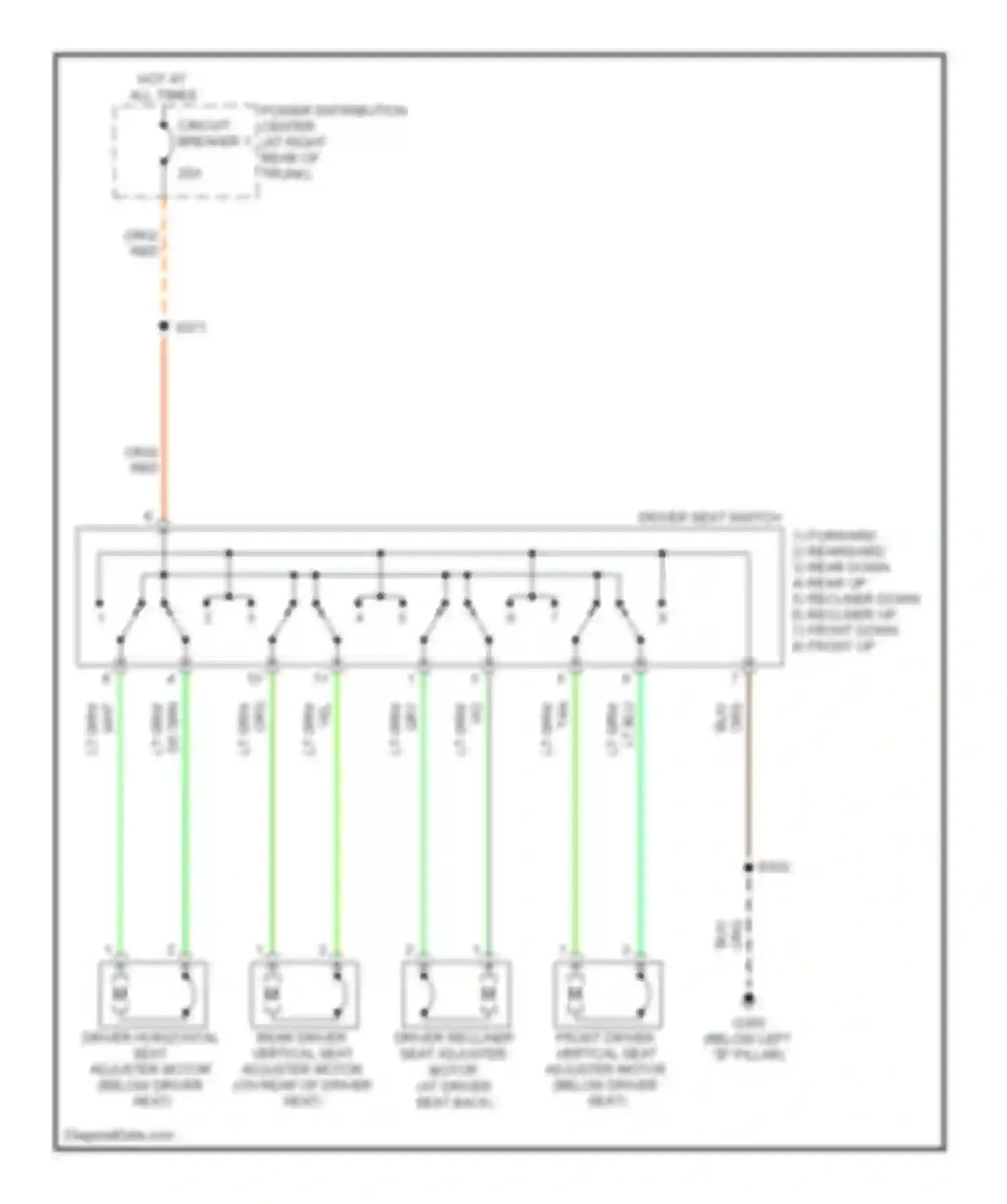 Charger Dodge V (2005-2010): Driver power seat circuit