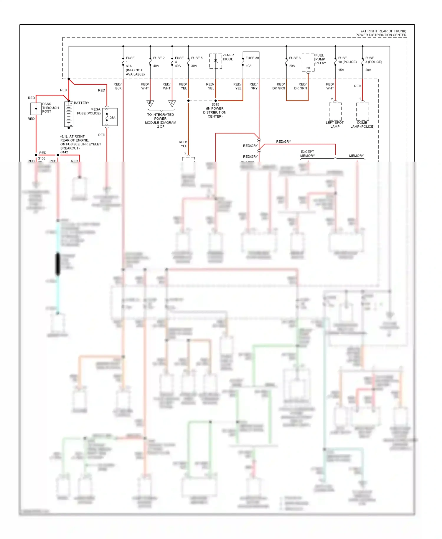Dodge Charger V (2005-2010) except memory wiring diagram  (1 of 1)