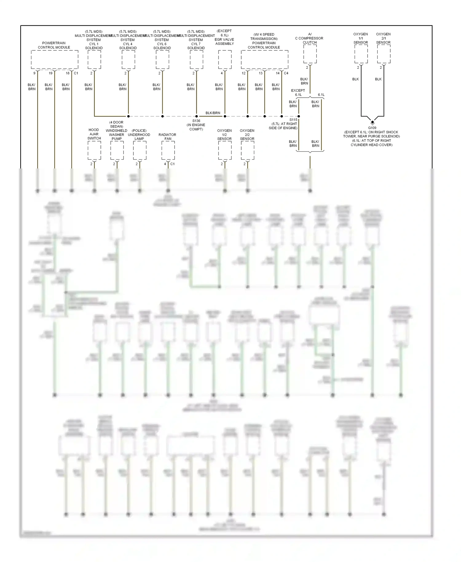 Dodge Charger V (2005-2010) powertrain control module wiring diagram  (1 of 2)