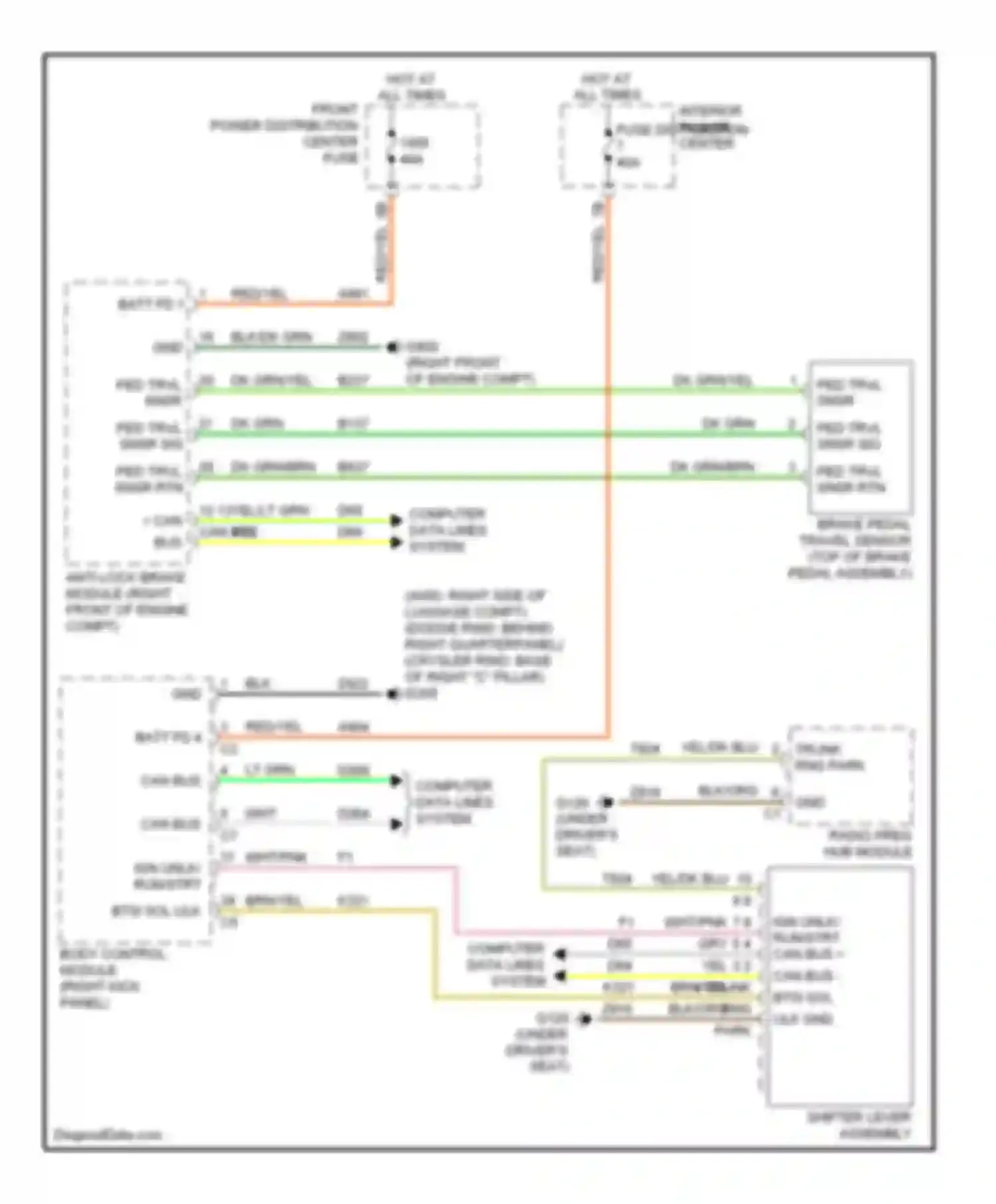 Charger Dodge VI (2010-2014): Shift interlock circuit, 5 speed a/t