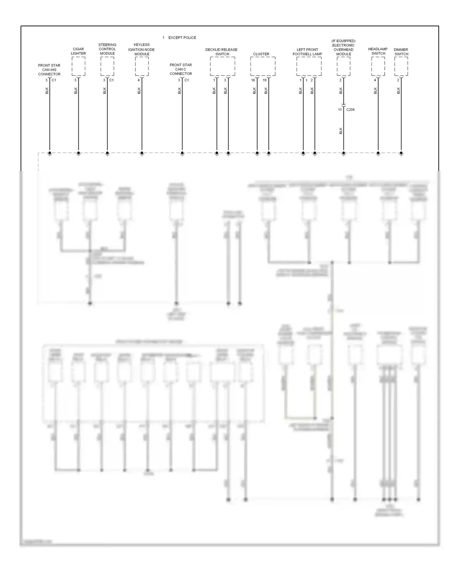 Dodge Charger VI (2010-2014) keyless ignition node module wiring diagram  (2 of 2)