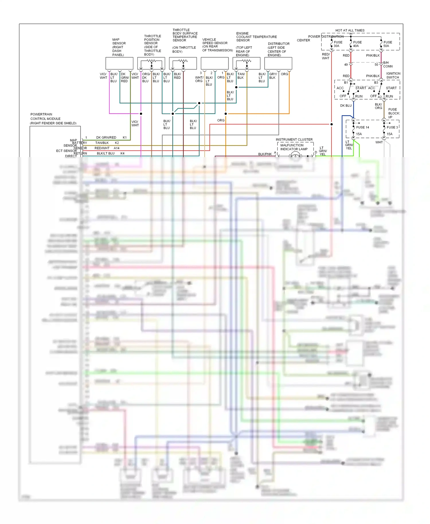 Dodge Dakota WS  (1994-1994) map sensor ect sensor direct battery sensor return 2 3 4 5 6 7 8 9 wiring diagram  (1 of 3)