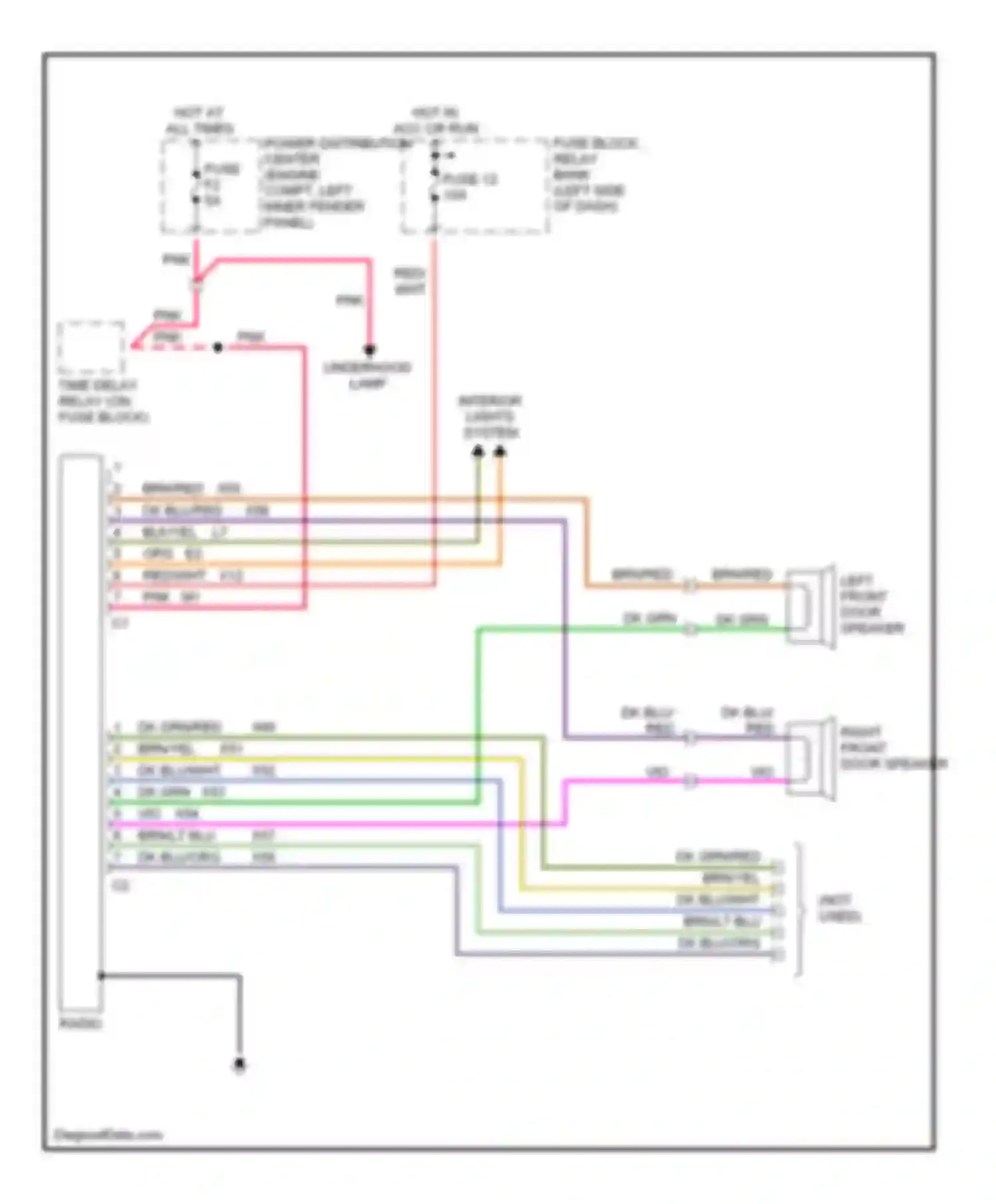 Dakota Dodge  (1989-1994): Radio circuits, 2 speaker system