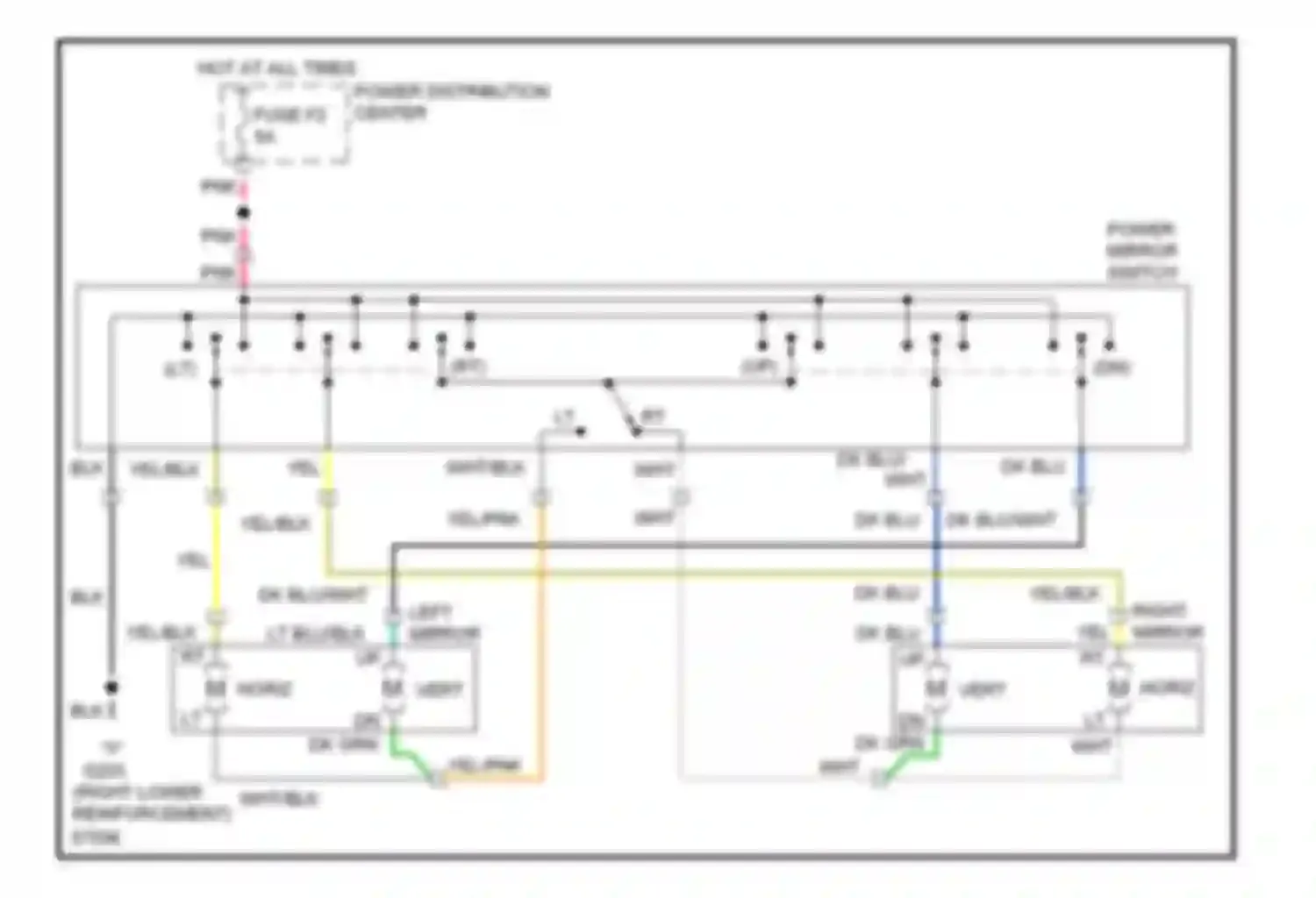 Wiring diagram left mirror for Dodge Dakota  (1989-1994) (1 of 1)